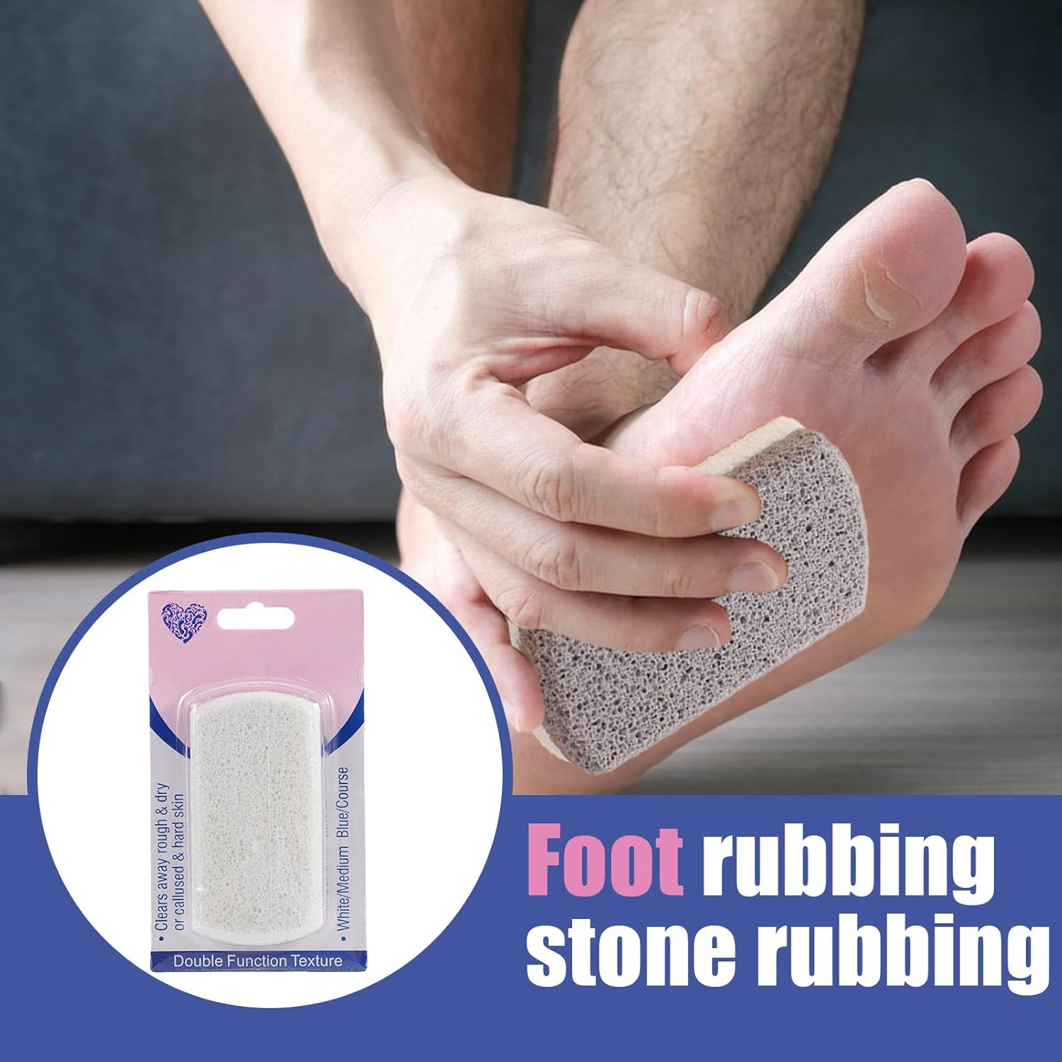 Pumice Stone for Feet,Double-Sided Design Foot Scrubber Pumice | Massaging Foot Stone, Effective Foot Scrubber for Hands, Palm, Dry Dead Skin Pochy - Gray image number 6