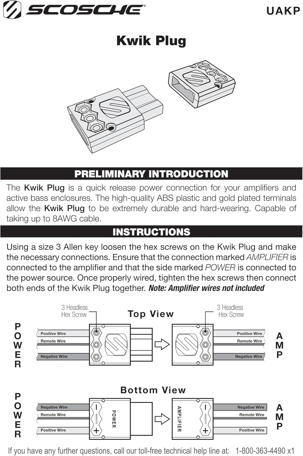 SCOSCHE UAKP Kwik Plug Quick Release Power Connector for Amplifiers and Active Bass Enclosures