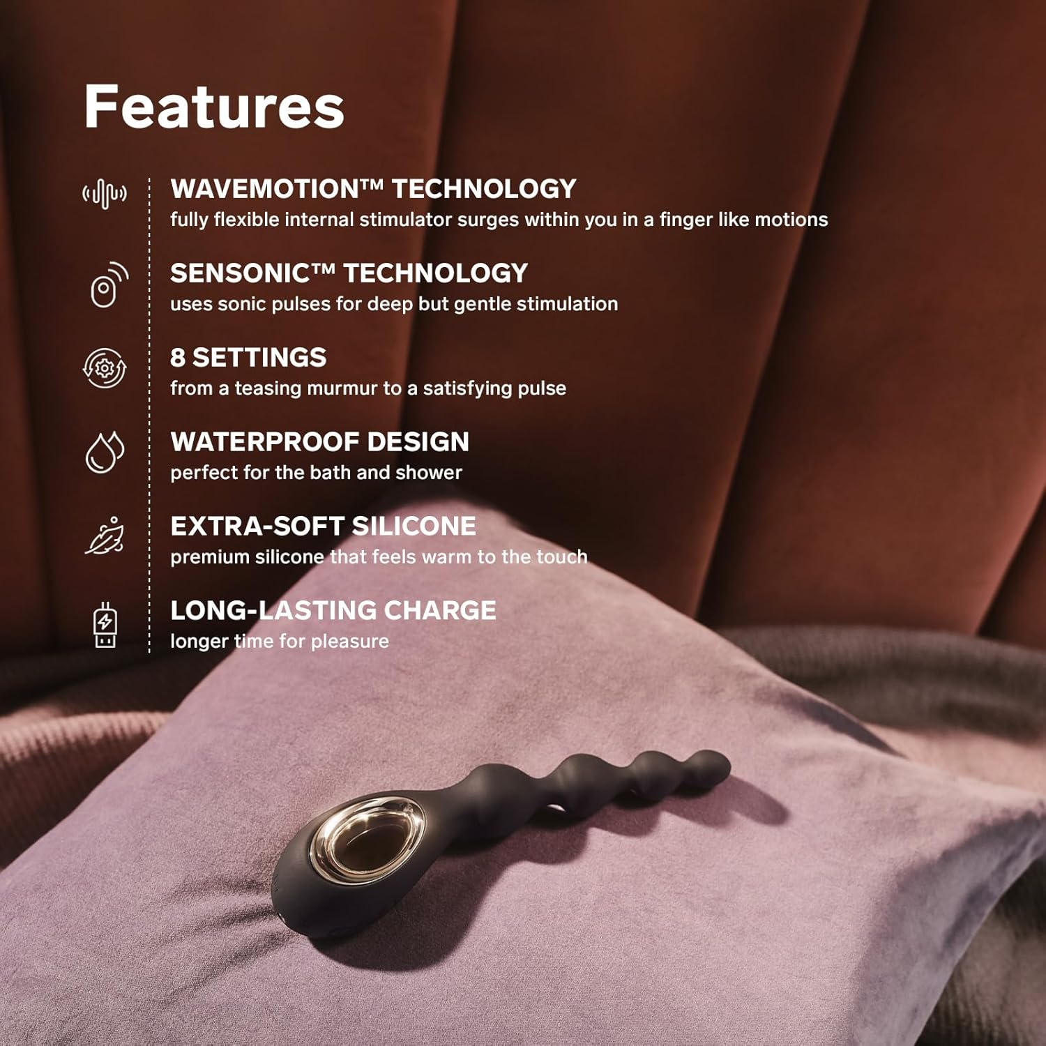 LELO SORAYA Beads Vibrating Anal Beads Massager with Bow-Motion Technology and 8 Vibrating Patterns, Adult Anal Toys, Violet Dusk - Violet Dusk image number 3