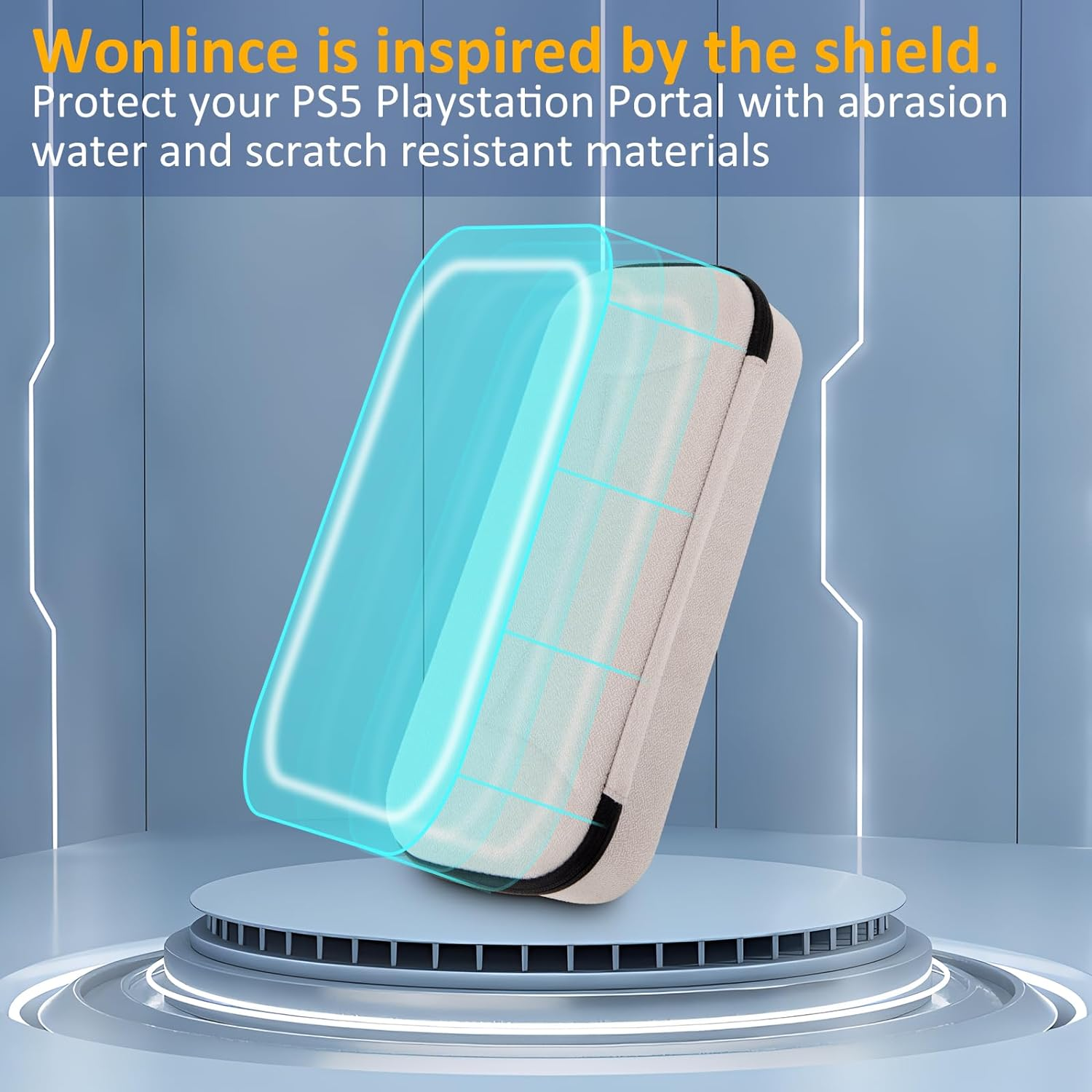 Wonlince Hard Carrying Case for Sony PS5 Playstation Portal，Scratch-Resistant Portable Organizer with Mesh Pocket，Stylish Design for Traveling，Off White image number 1