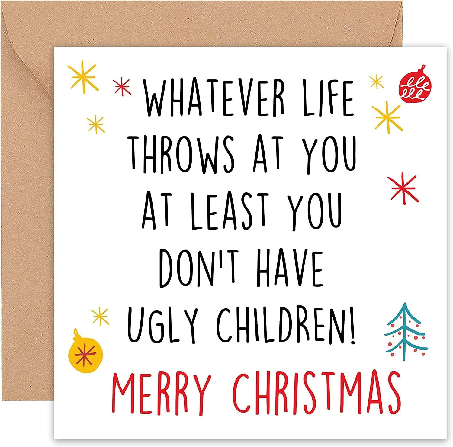 Felbridge Studio - Mum Christmas Card - Family Christmas Cards - Funny Rude Mum Dad Xmas Card - Mother Father - from Son Daughter Both of Us Step - Large Luxury Fancy Gift 2022-14Cm