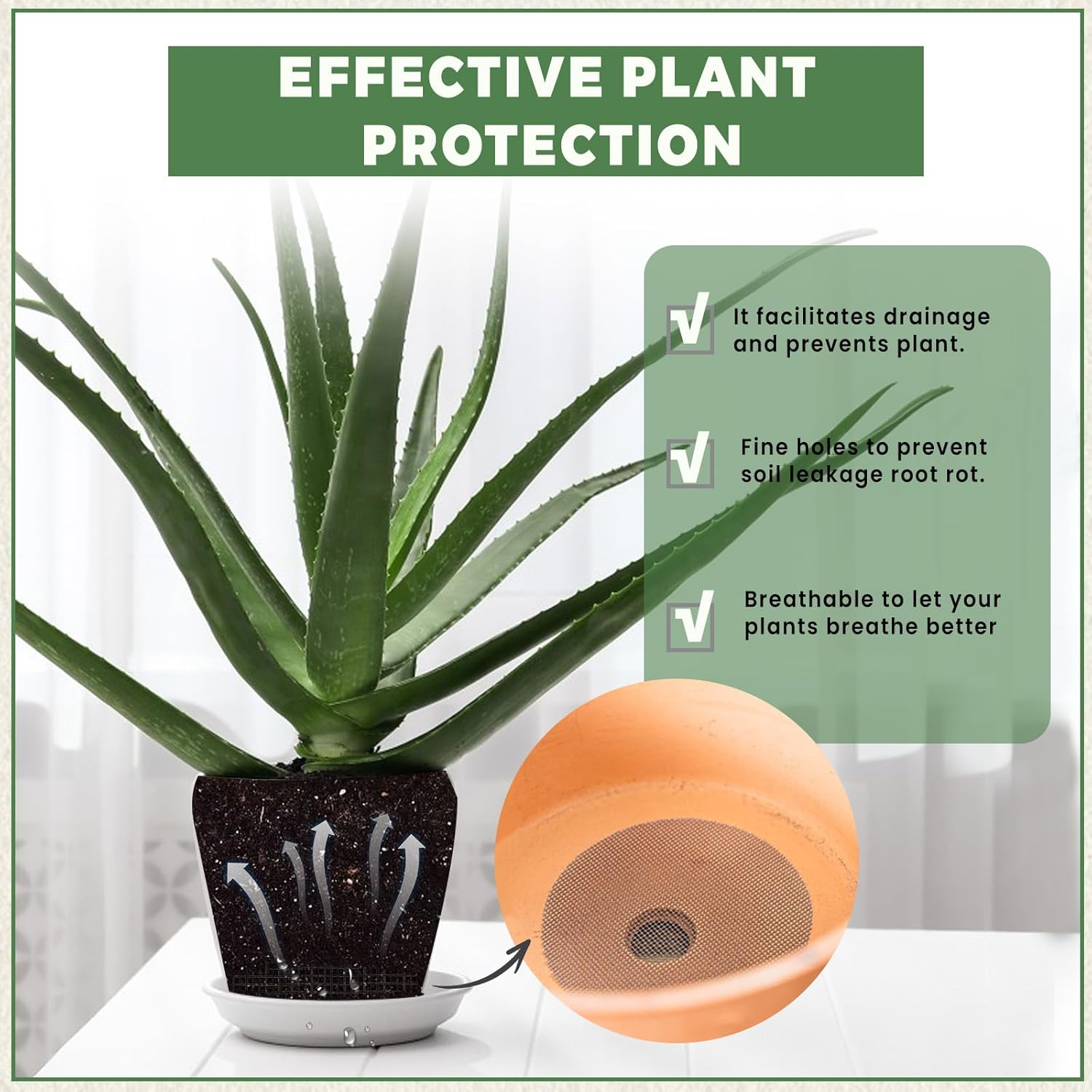 Flower Pot Hole Mesh Pad, Bonsai Pot Bottom Grid Mat, Plant Succulent Planter Liner Drainage Hole Net Screen Gasket, Prevent Soil Loss (150Pcs round 4In) image number 6