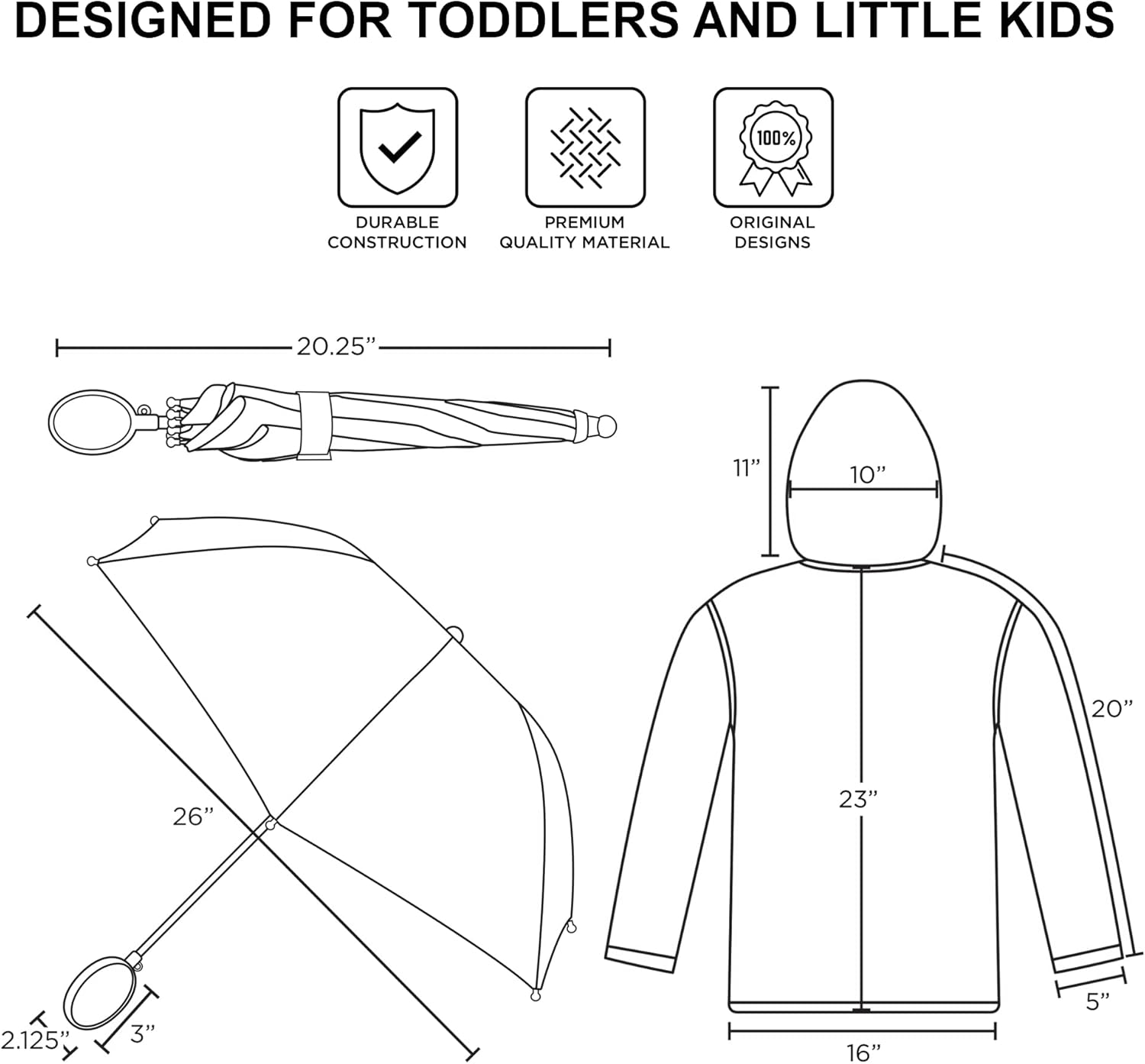 Baby Shark Kids Umbrella and Slicker, Rainwear Set for Boys and Girls, Blue/Yellow, Age image number 3