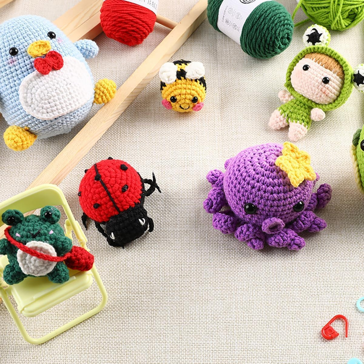 Cute Animal Pattern Crochet Starter Kit for Beginners - Complete Set for Adults and Kids - DIY Penguin Project image number 4