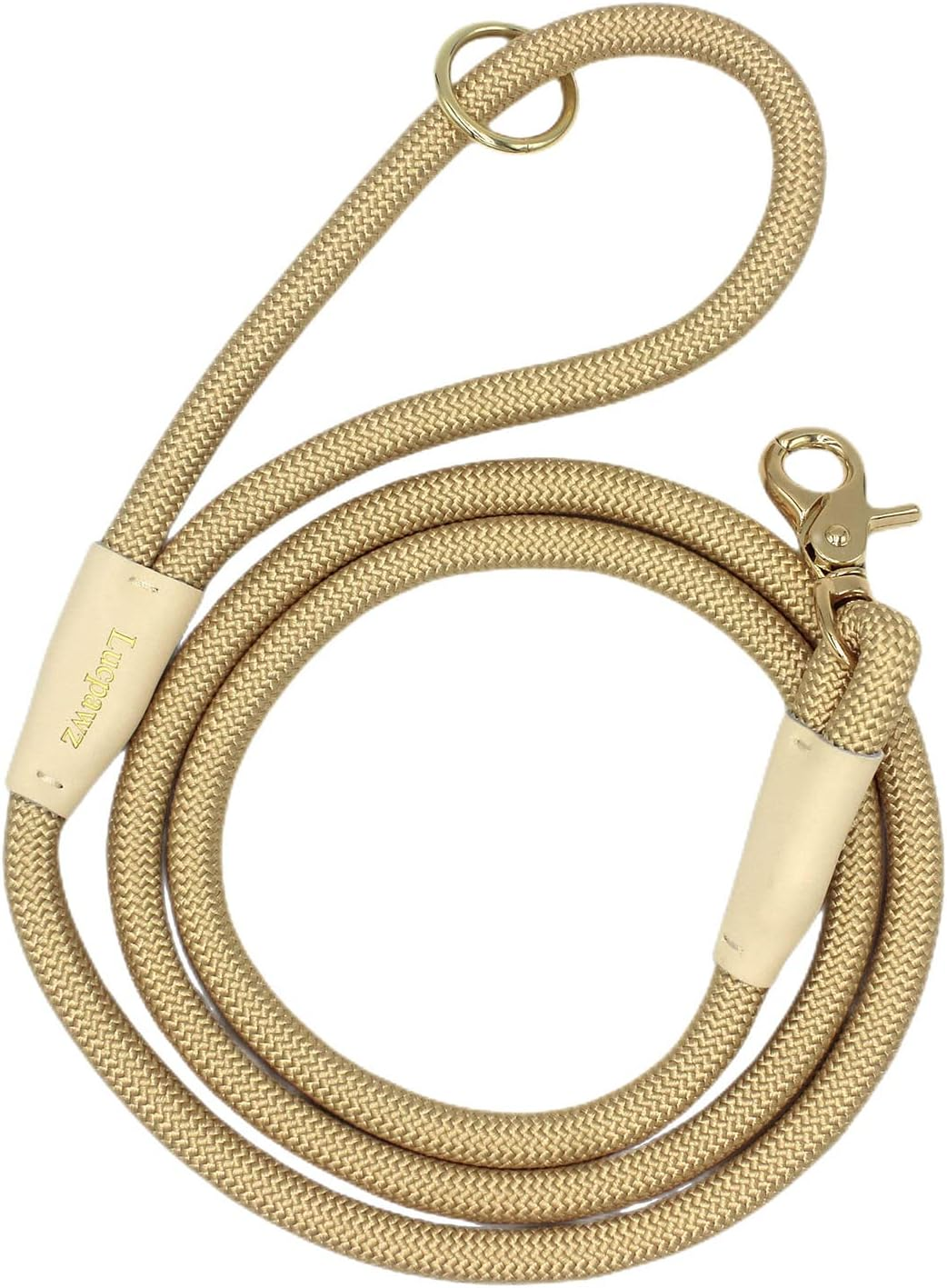 Lucpawz Lobster Snap Pet Leash 5FT, Special Strong Nylon Rope Dog Leash, Solid Color Rope Dog Lead for All Breeds (Gold, 5Ft *10Mm) image number 3