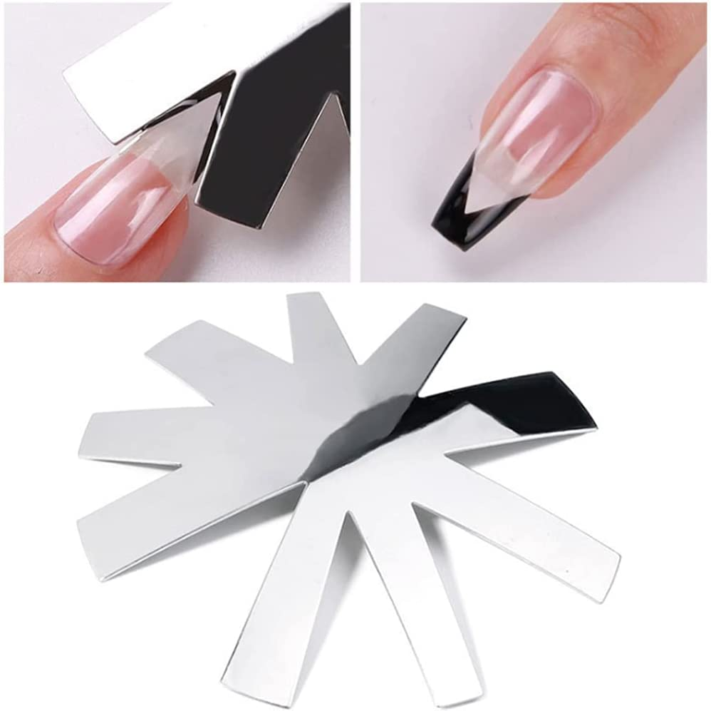 French Cutter for Nails, 3Pcs French Tip Edge Trimmer Easy Smile Line Cutter for Acrylic Nails, V Cut Nail Cutter with 2Pcs Acrylic Brush, 1Pcs French Tip Cutting Knife, 5 Spare Blades image number 2