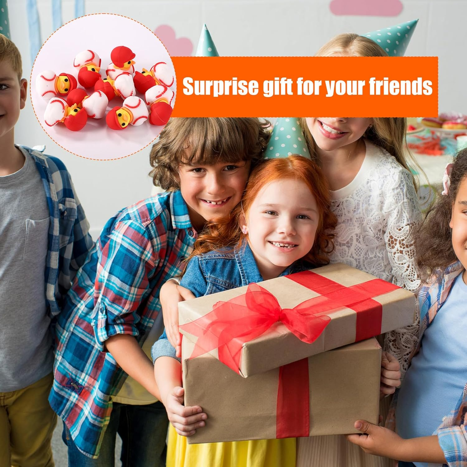 Lyreh 25Pcs Mini Baseball Ducks, PVC Funny Miniature Baseball Ducks Small Tiny Cute Bath Toys Practical Decoration Accessories for Sports Themed Party Birthday Bathroom Office Desk