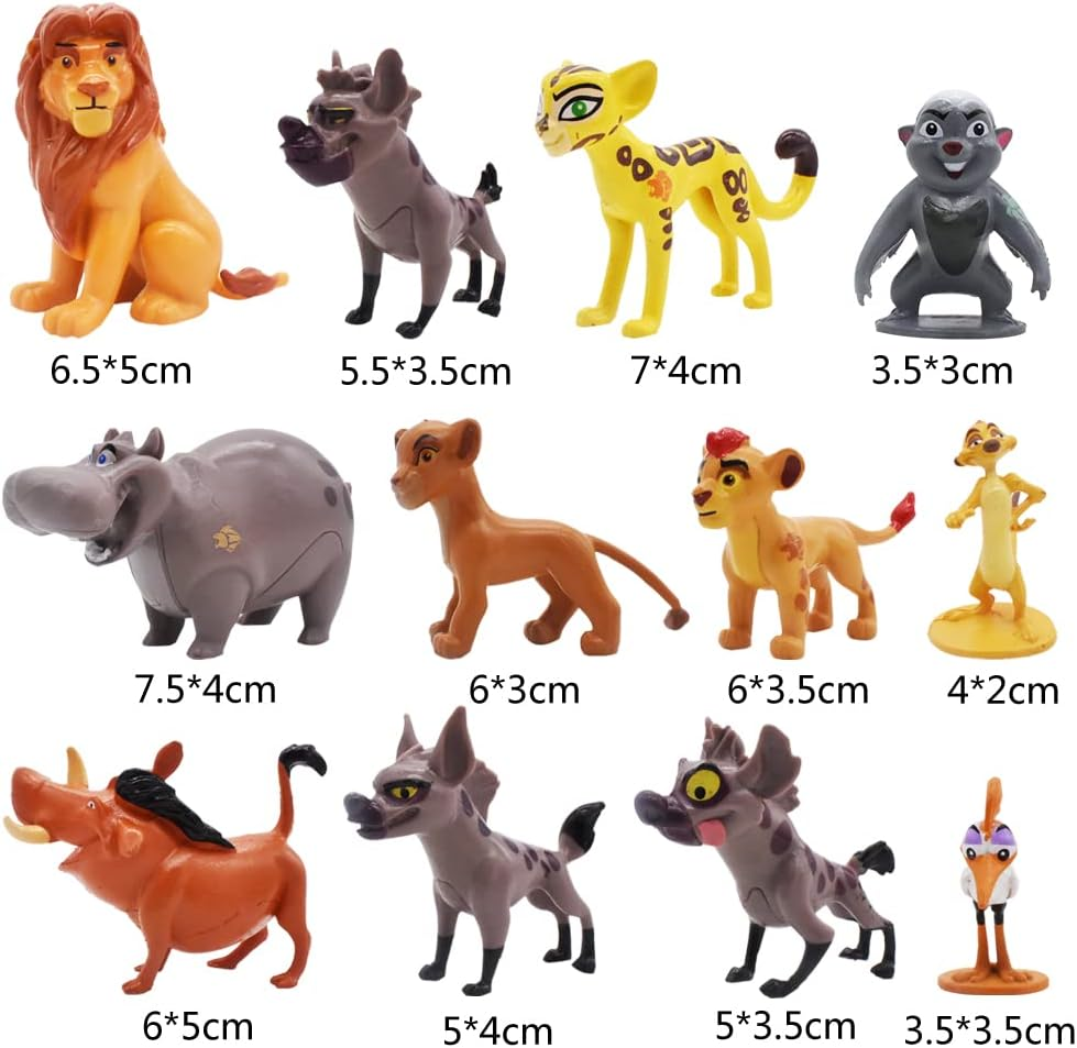 Babioms 12 Pieces Lion Cake Decoration, Cartoon Cake Toppers, Lion Figures Set, Cupcake Toppers Figures Lion King for Children Birthday Party Cake Decoration Supplies