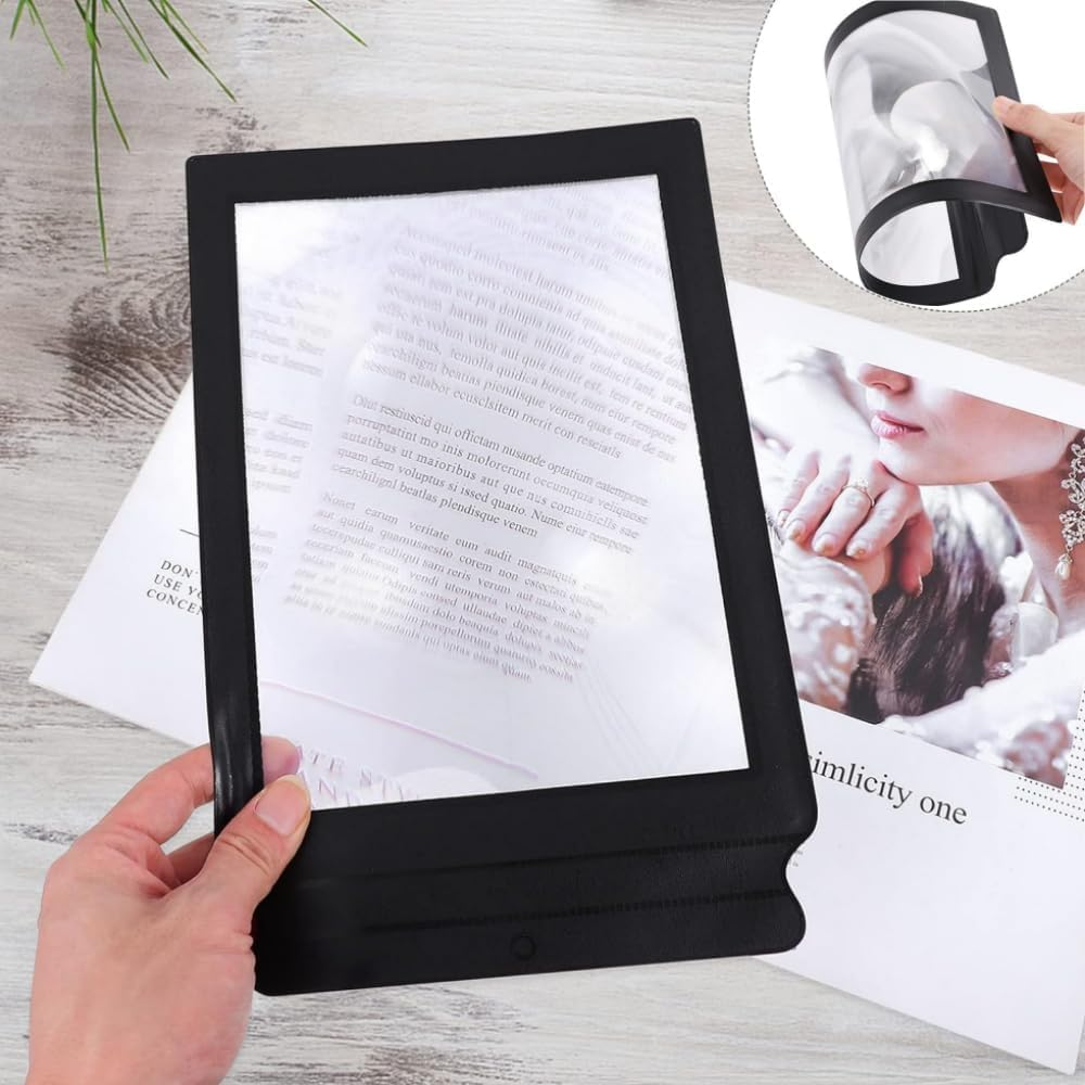 Magnifier Sheet A4 Full Page Magnifier,Portable Reading Magnifying Glass with Black Frame for Reading Small Prints(1 Pack) image number 5