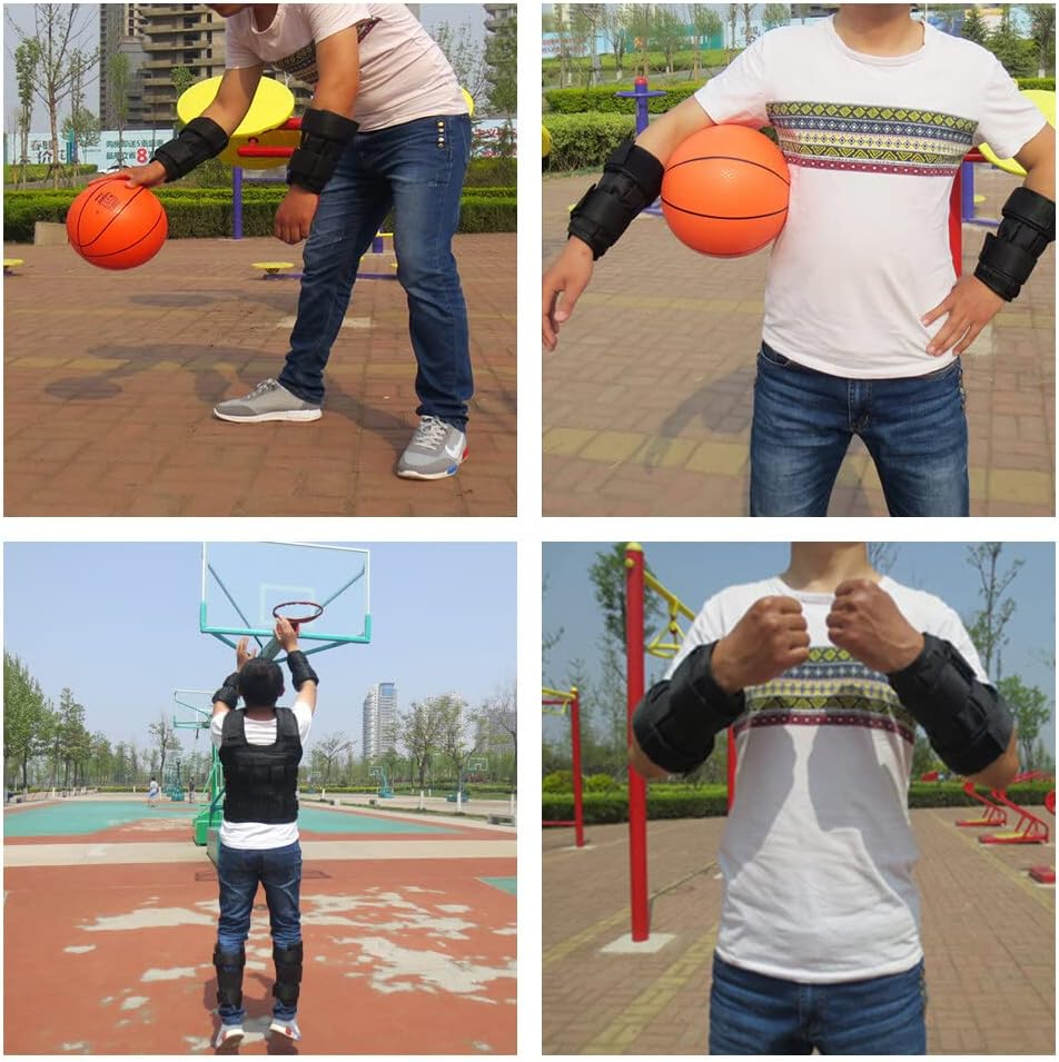 Tignapoo 2 Packs Max Loading 5/10Kg Adjustable Wrist Weighted Oxford Ankle Weighted Exercise Weight Loading Wraps Strength Training (Empty) image number 3