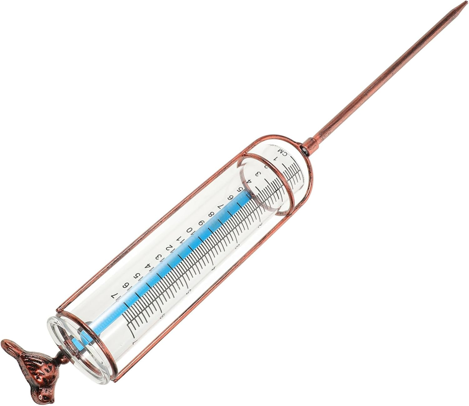 Replacement Rain Gauge Tube Glass and Iron Outdoor Measurement Tool with Red Gasket for Garden Lawn Weather-Resistant Digital Rain Gauge Tube image number 4