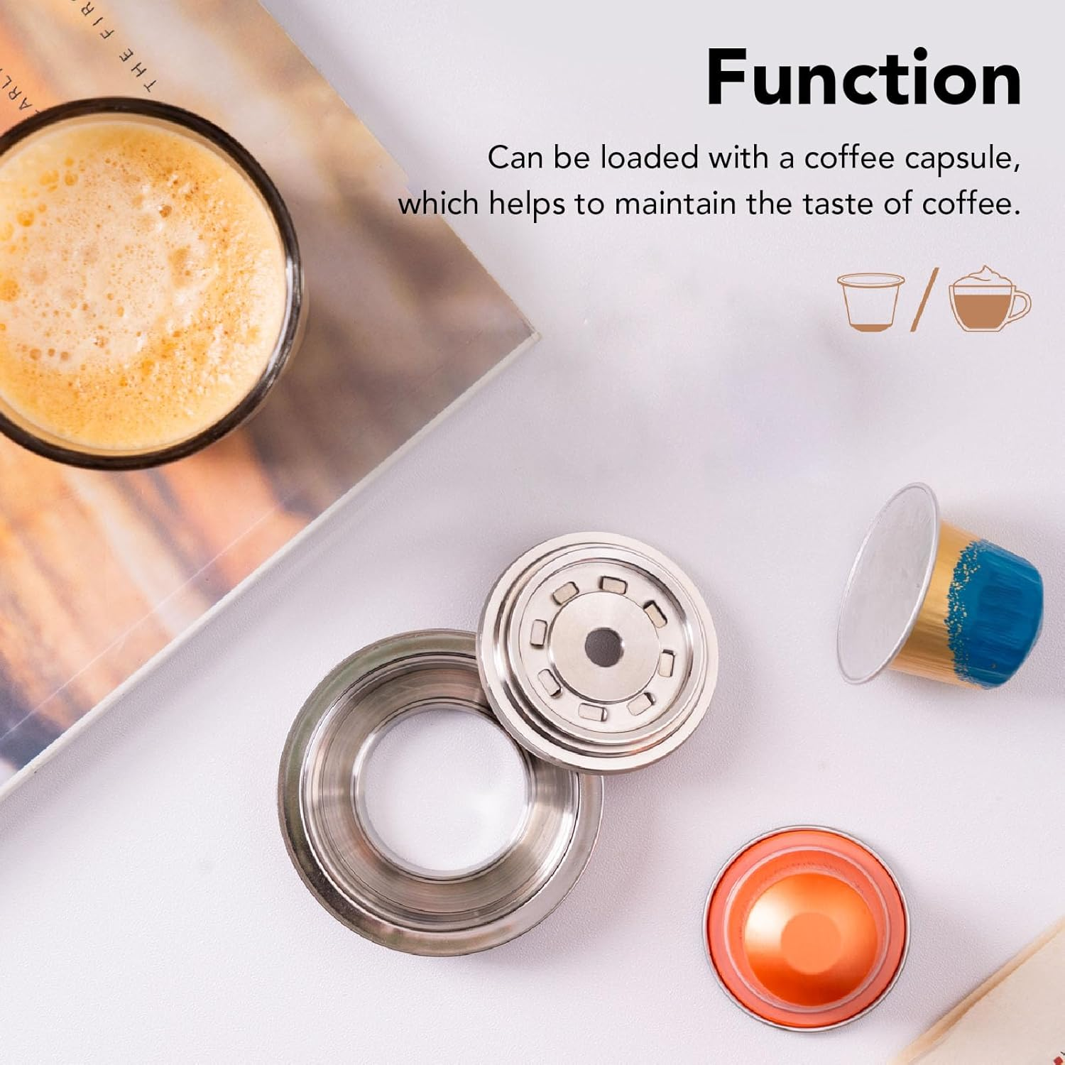 Reusable Stainless Steel Coffee Pods Adapter, Pod Converter Holder, Compatible with ENV135, Vertuoline GCA1, Vertuo Next , DIY Your Coffee Flavor (150Ml)