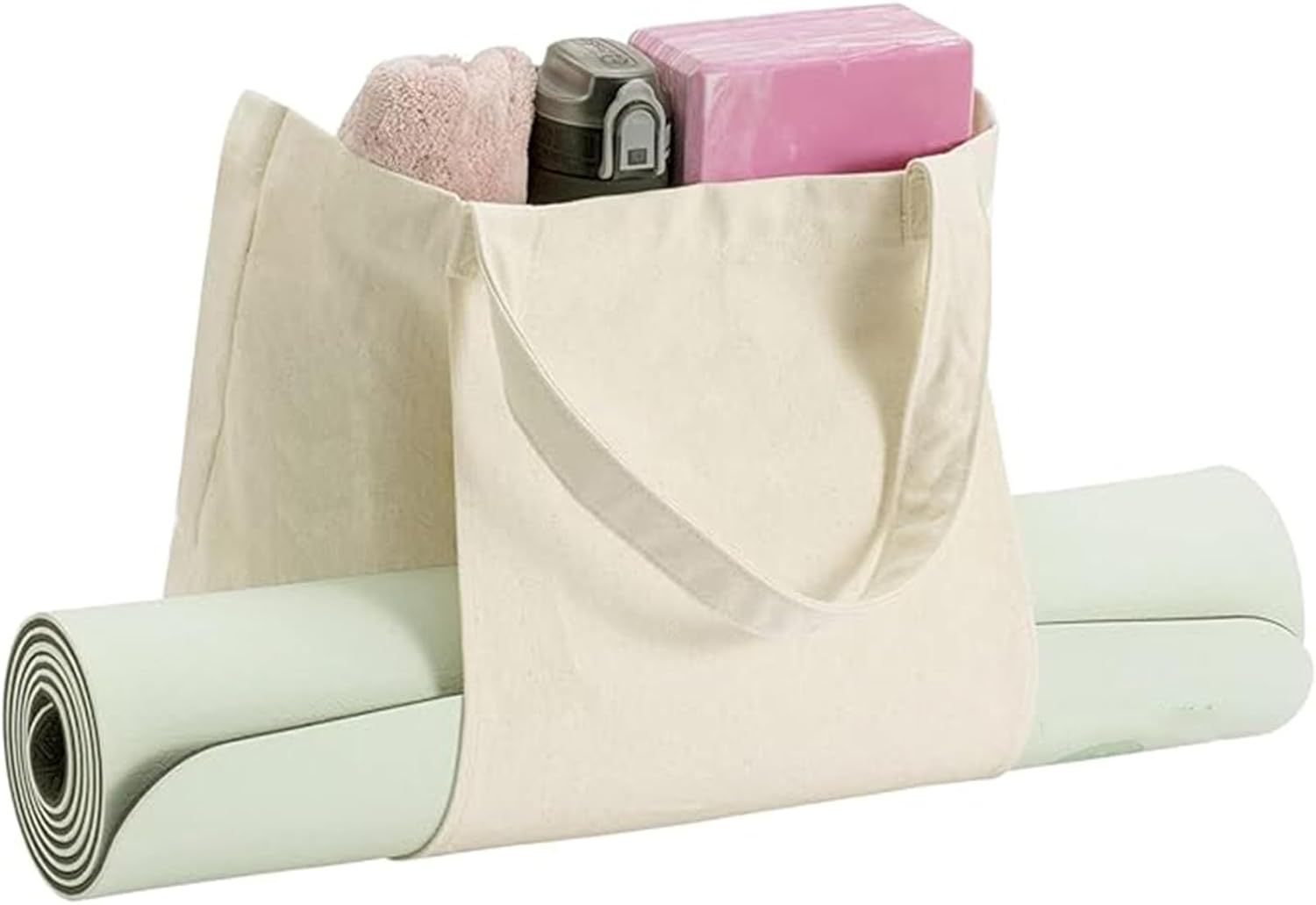 Yoga Mat Bag with Pockets - Multi-Functional Canvas Tote for Women - Portable Gym Carrier with Mat Holder for Pilates and Daily Uses image number 1