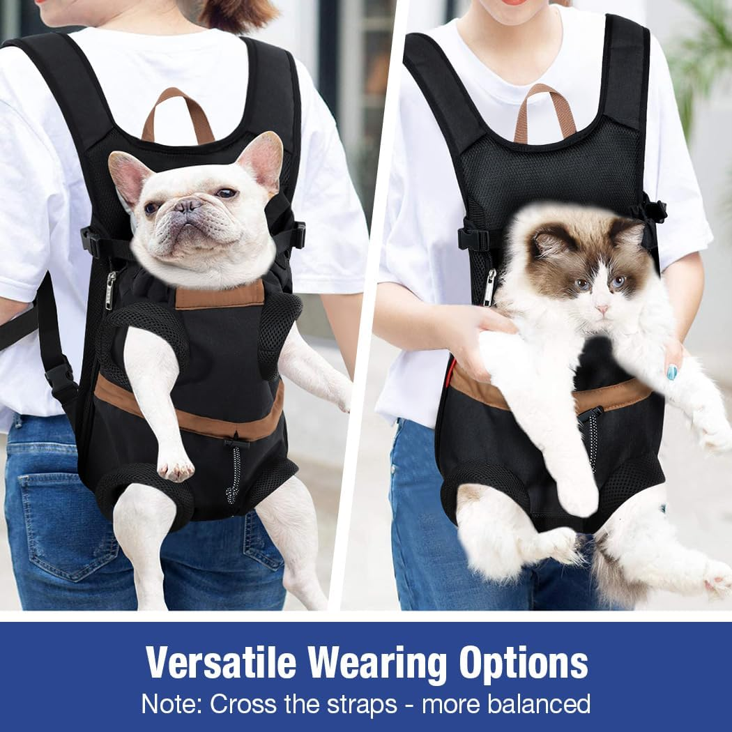 Lekereise Dog Carrier Backpack for Small Medium Dogs Cats Puppies, Adjustable Pet Front Cat Dog Carrier Backpack Travel Bag, Legs Out, Easy-Fit, Small, Black image number 2