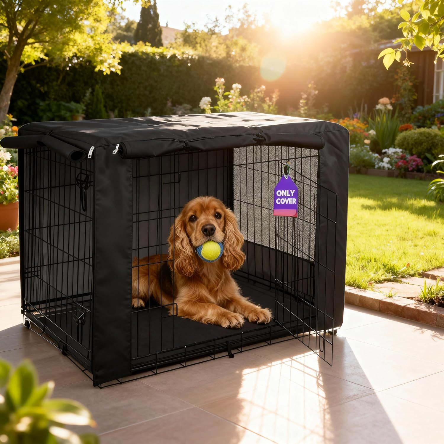 Hicaptain Folding Metal Dog Crate for 36 Inch Wire Pet Cage (Black)