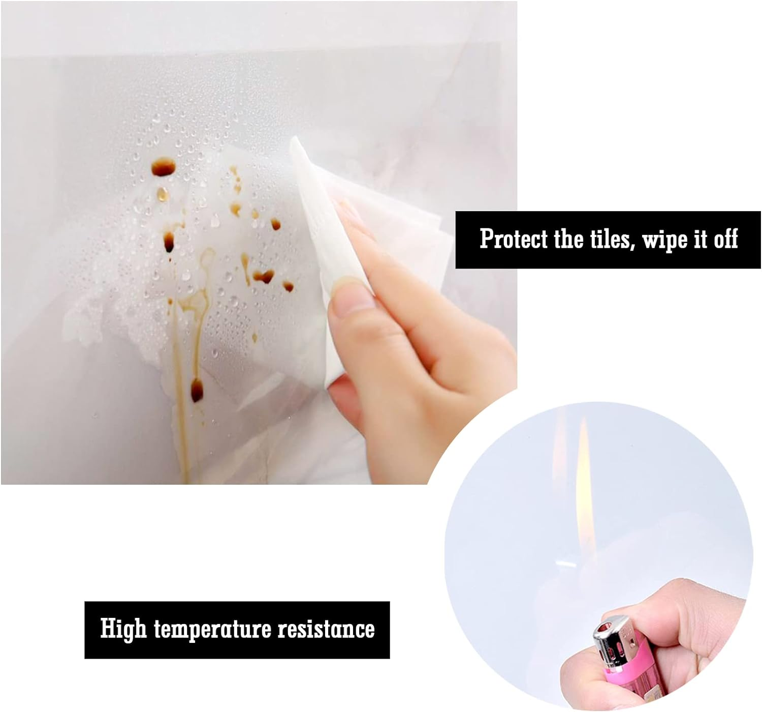 4Pcs Kitchen Oil Proof Wall Stickers Kitchen Backsplash Protection, Clear Contact Paper 16.5&times;39.4In, Self Adhesive Waterproof Sticker for Dining Room