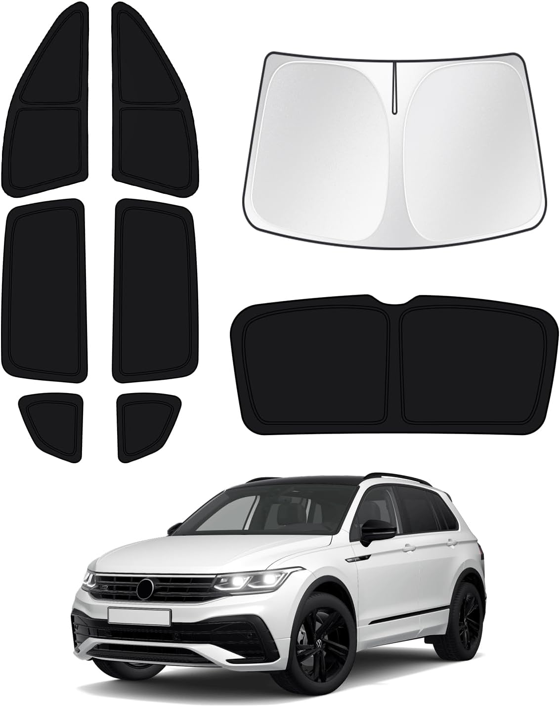 Canvcle Windshield Sun Shade for 2018-2023 Volkswagen VW Tiguan Side Rear Window Shade Cover Sun Visor Shield Privacy Protection Keep Vehicle Cool Black 6PCS image number 6