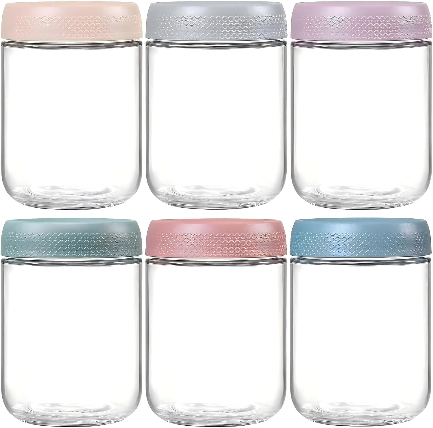 6 Pack 350Ml Overnight Oats Containers with Lids, 12 Oz Glass Mason Overnight Oats Jars, Large Capacity Airtight Jars for Milk, Cereal, Fruit, Meal Prep Salad Food Cereal Snacks Pudding Yogurt Storage