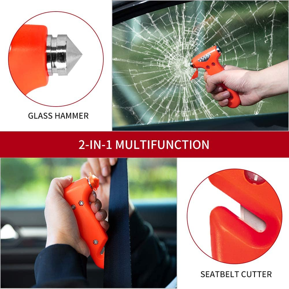 2-Pack Car Safety Hammer, Auto Emergency Escape Hammer with Window Breaker and Seat Belt Cutter, Striking Red Emergency Escape Tool for Car Accidents image number 5