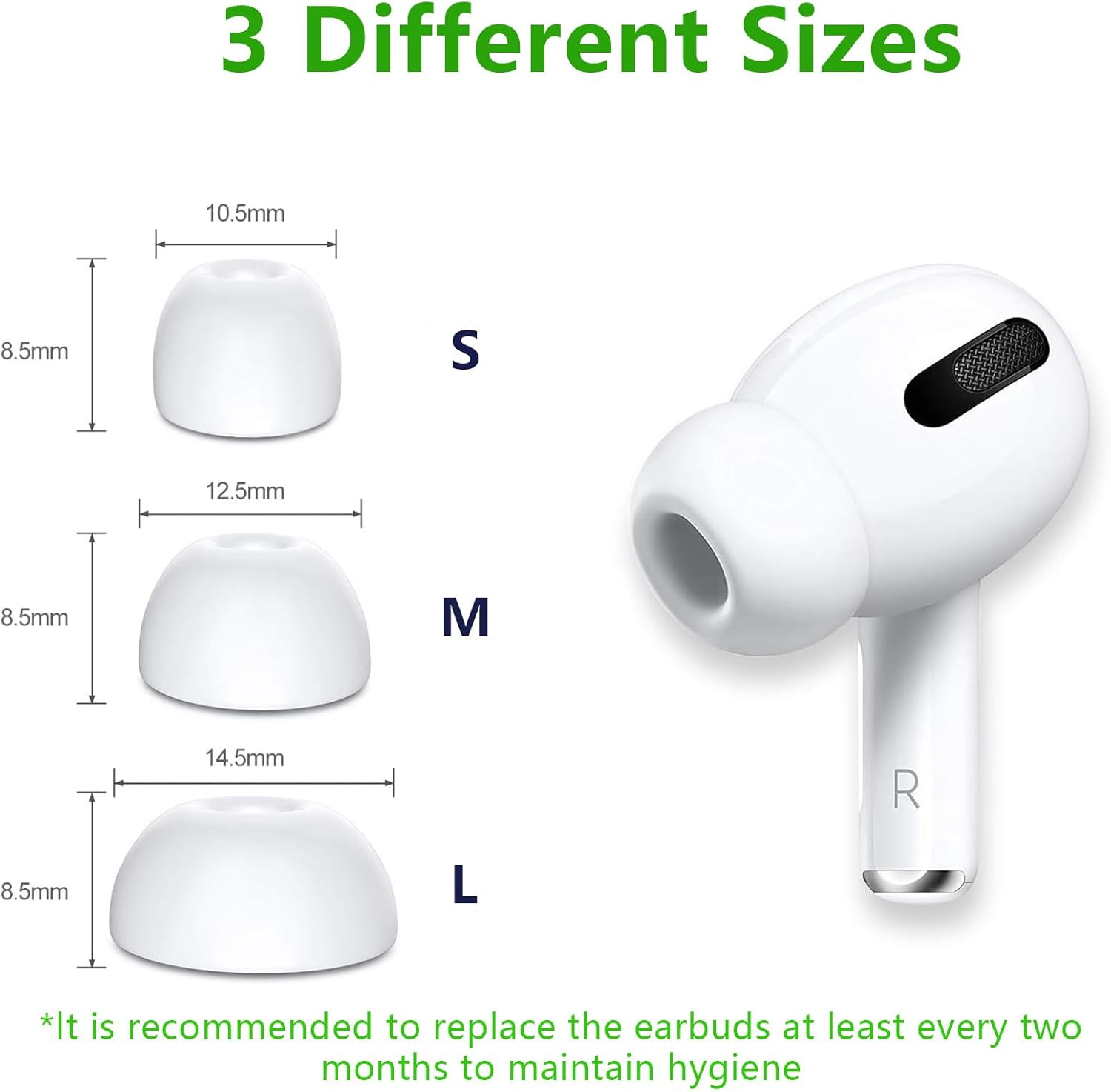 3 Pairs Replacement Ear Tips for Airpods Pro 1/2 with Hole for Noise Reduction and Portable Storage Case, Anti-Slip Soft Silicone Earbud Tips for Airpods Pro, Different Sizes (S/M/L) image number 2