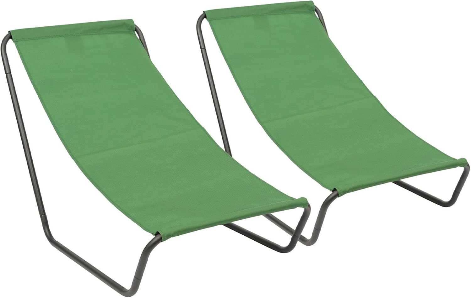Harbour Housewares Folding Sun Loungers - Beige - Pack of 2 - Canvas Outdoor Lawn Sunlounger Chair Lightweight Portable Chair for Garden, Beach, Picnic, Fishing