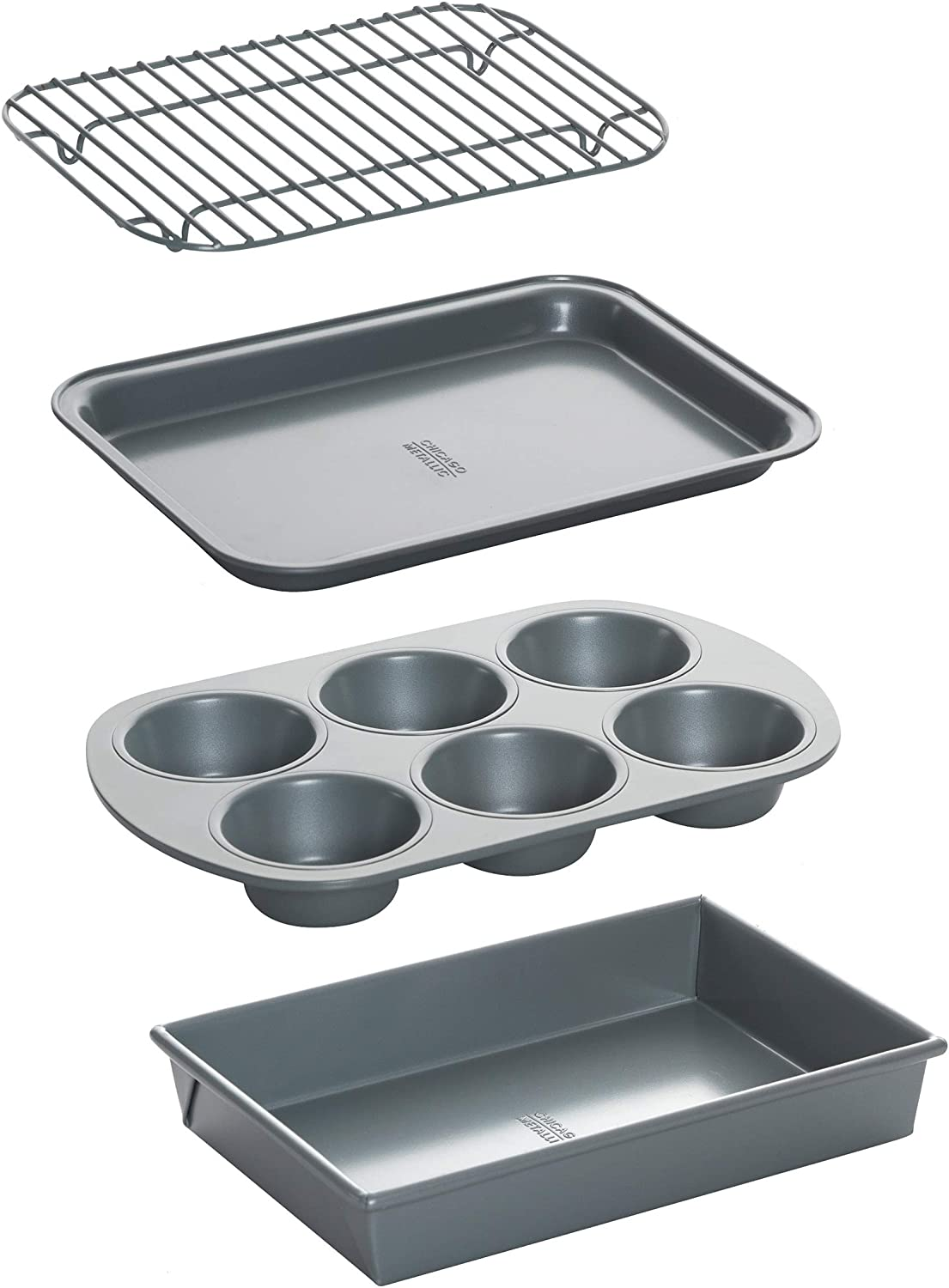 Chicago Metallic Non-Stick Toaster Oven Bakeware Set, 4-Piece, Carbon Steel image number 6