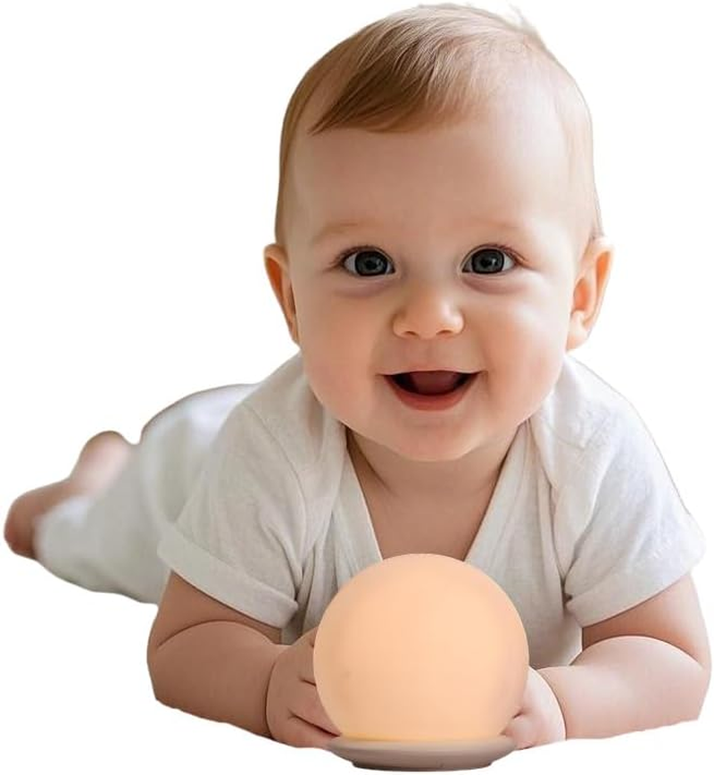 Portable Egg Shaped Night Light for Kids, Dimmable LED Touch Lamp with RGB & Warm White Modes, Rechargeable Silicone Table Lamp with Hidden Handle, Nursery Bedroom Decor, Baby Girl Boy Gifts image number 2