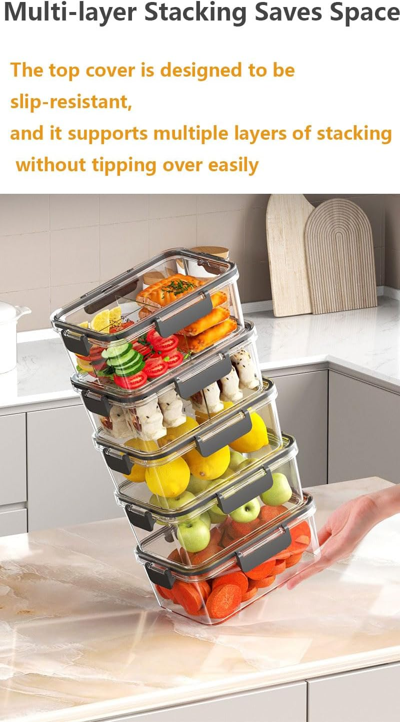 YHIXYUNAZ 12Pcs Airtight Glass Food Storage Containers with Locking Lids &ndash; Leakproof, Microwave Food Containers, Lunch Box for Kitchen Storage & Organisation image number 4