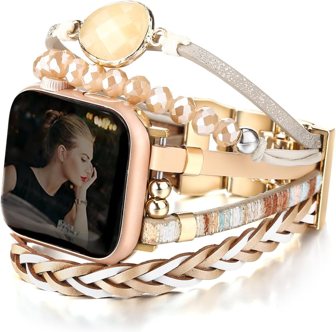 CHARMINGO Boho Leather Bands Compatible with Apple Watch Band Bracelet for Women Men 38Mm/40Mm/41Mm 42Mm/44Mm/45Mm/49Mm, Cute Apple Watch Strap for Iwatch Band Series 9/8/7/6/5/4/3/2/1/SE Ultra 2