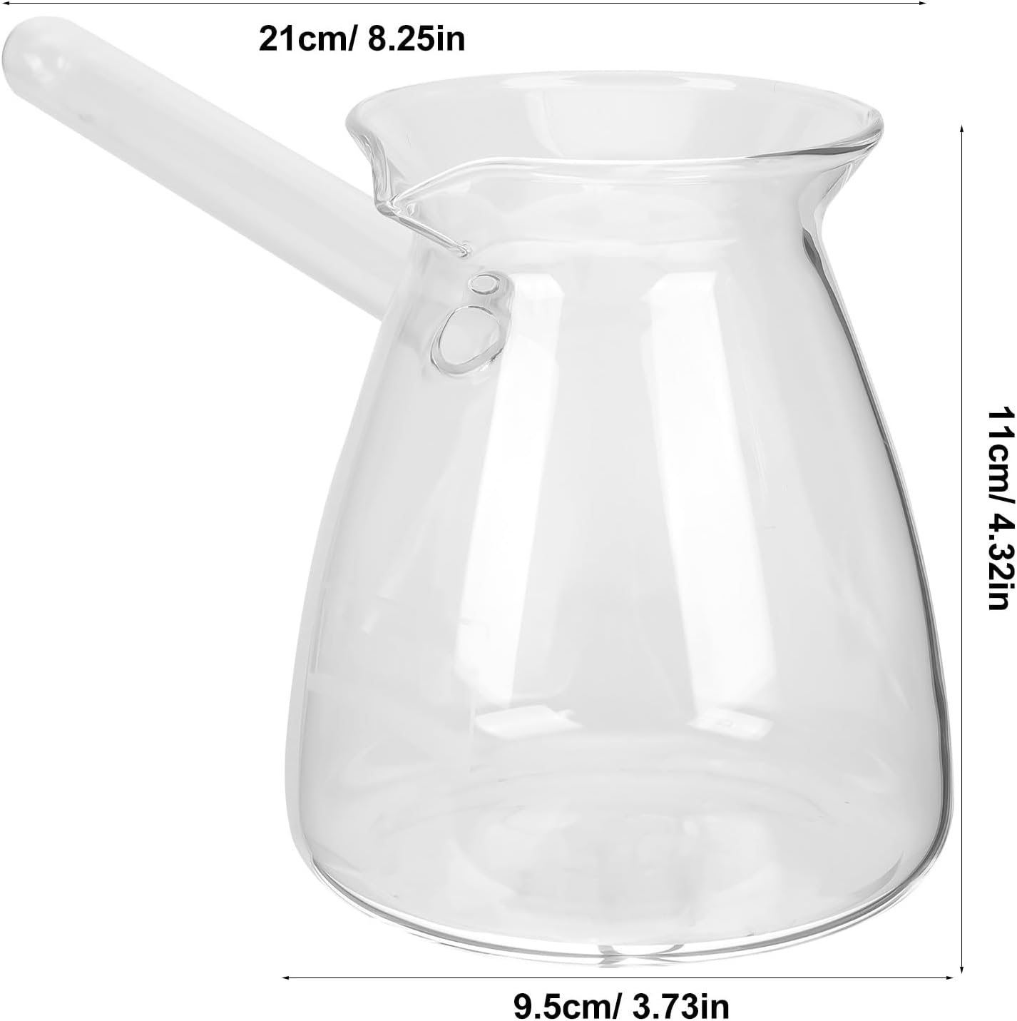 ULTECHNOVO Transparent Thickened Glass Turkish Coffee Pot with Side Handle Heat-Resistant Borosilicate Stove Pot for Tea Brewing Milk Warming and Household Use image number 3