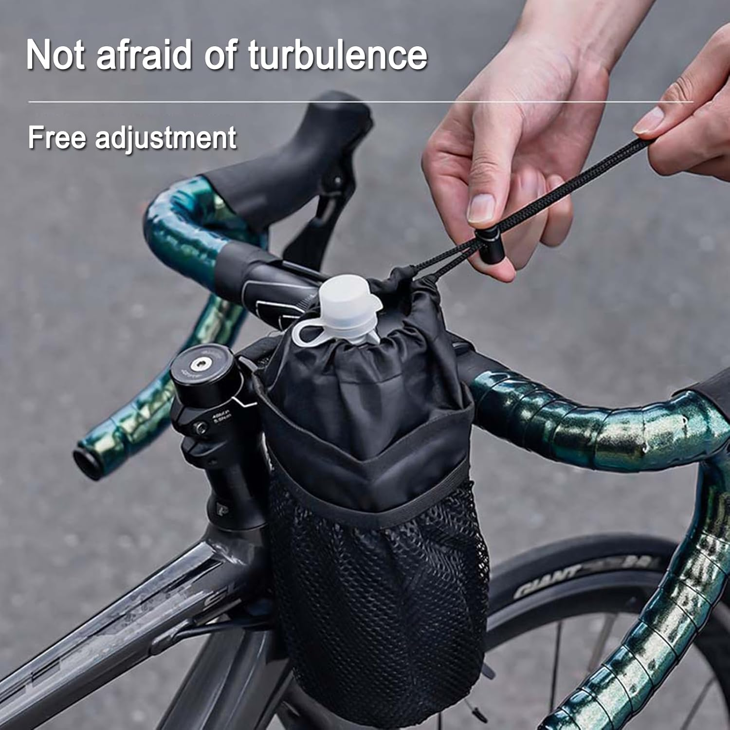 KOZTOL Bike Water Bottle Holder, Cup Holder for Bike, Universal Drink Holder Accessories with Net Pocket and Cord Lock, Water Bottle Holder for Kids, Mountain, Cruiser, Road Bikes(Black) image number 4