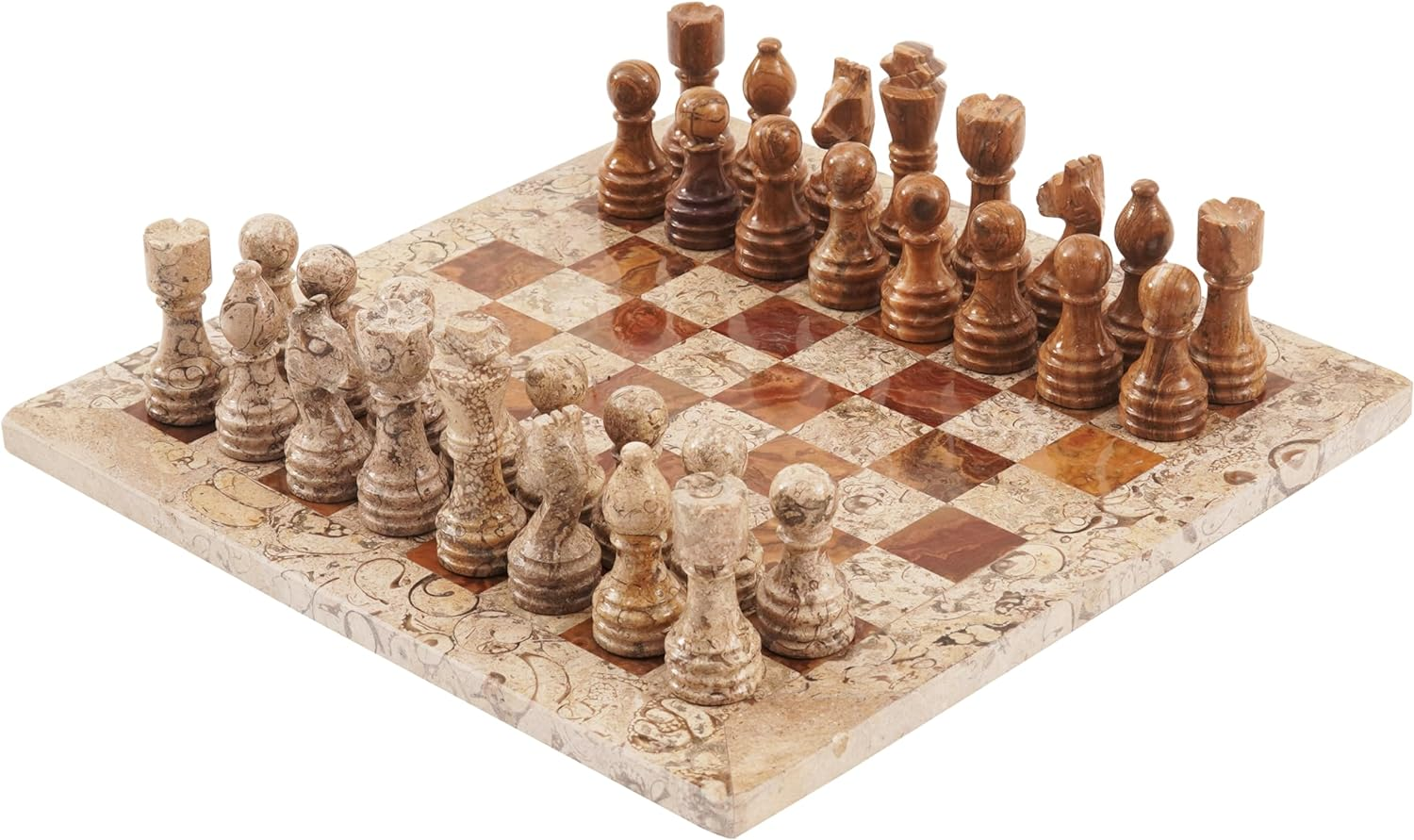 Radicaln Handmade Red and Coral Full Marble Chess Board Game Set - Staunton Marble Tournament Two Players Full Chess Game Table Set image number 2