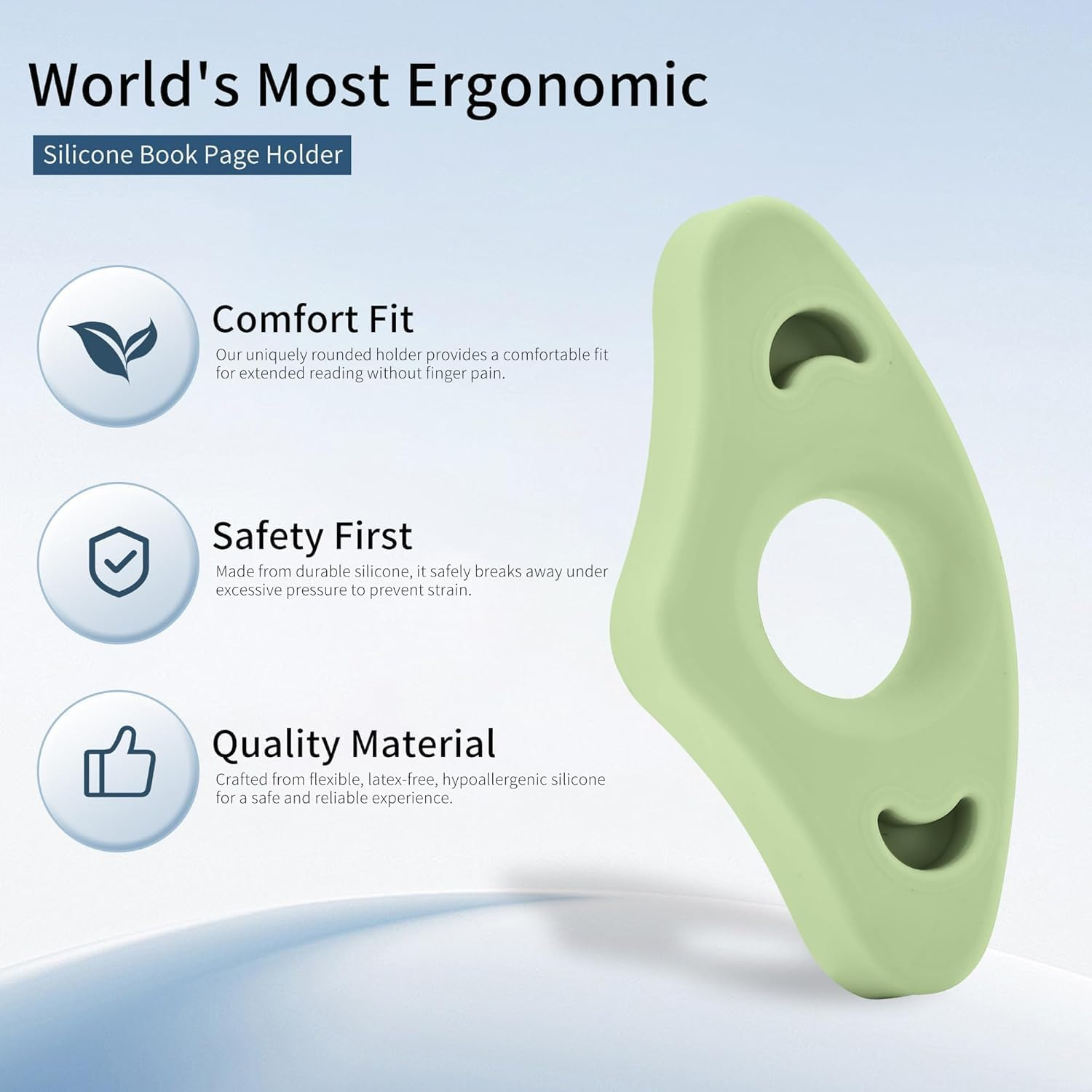 Book Page Holder, 2 Pack Breathable Silicone Thumb Page Holder for Reading, Ideal Book Reader Gifts and Reading Accessories (White+Green) image number 3