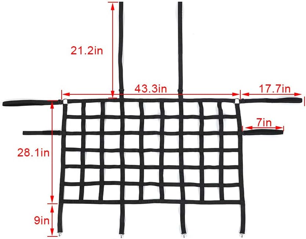 Jecar for Jeep Rear Seat Divider Net, Mesh Cargo Net Dog Car Barrier for 2007-2020 Jeep Wrangler JK JL Gladiator JT 2DR 4DR (Black) image number 5