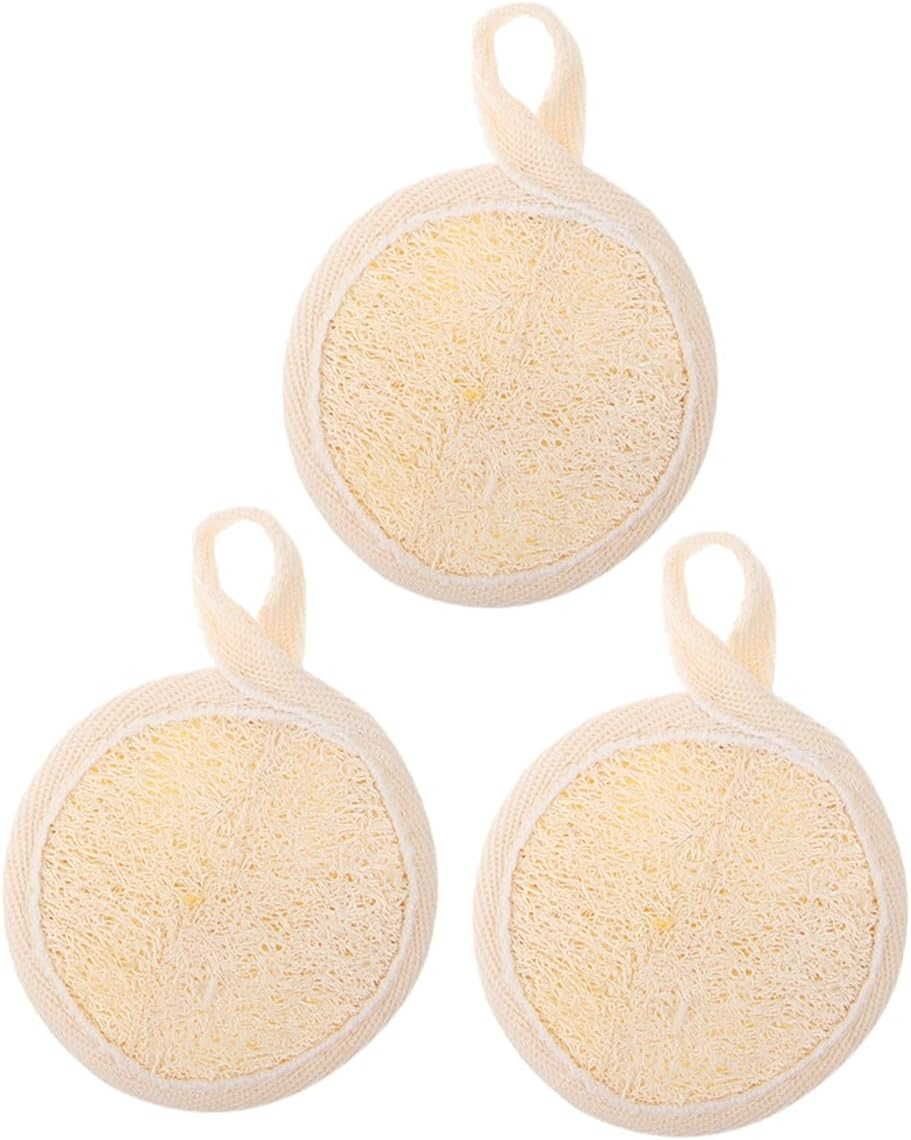 Minkissy 3Pcs Cotton and Linen Mud Bath Loofah Face Scrubber Exfoliating Pads for Facial Cleaning in Shower