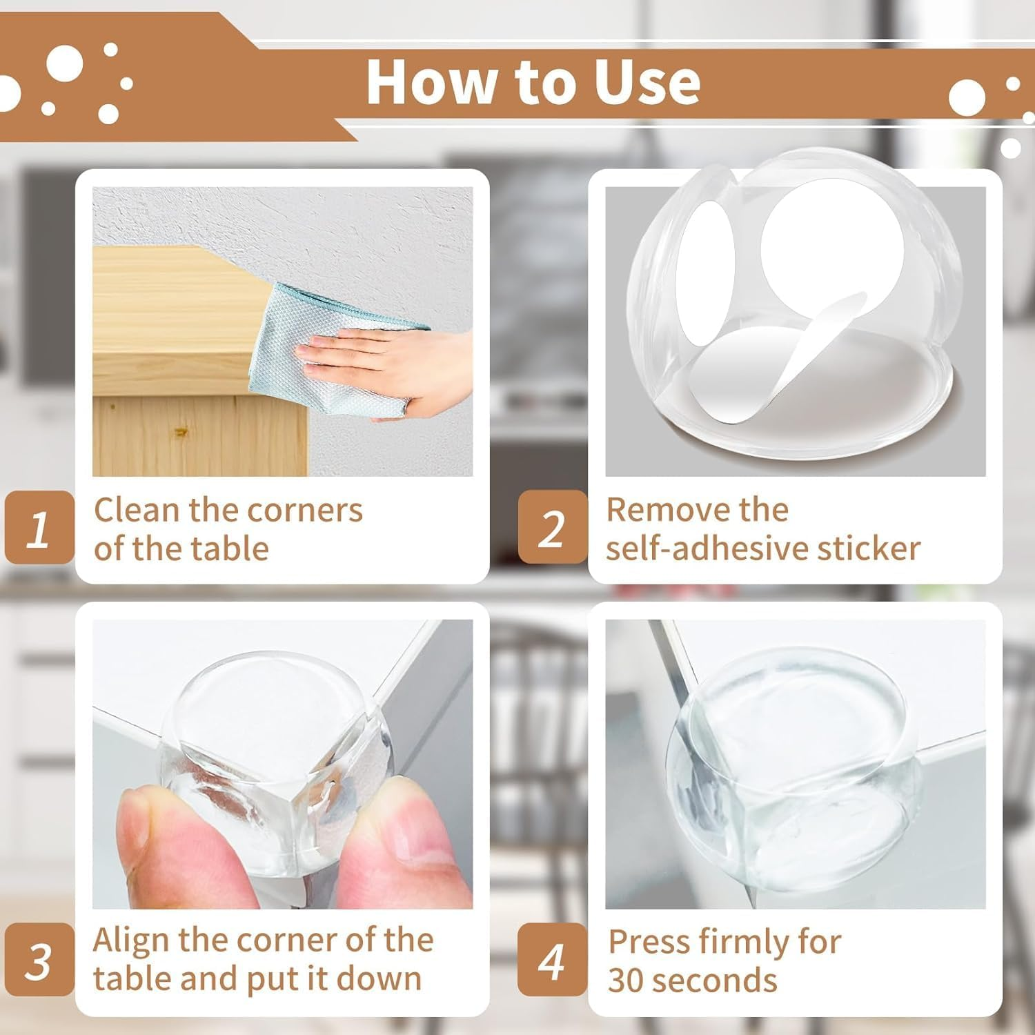 Corner Protector, Baby Proof Furniture Corner Guards, Safety Bumpers & Cushion to Cover Sharp Furniture & Table Edges,Clear and Transparent,Pre-Taped (12 Count Round-Shape(Park of 1)) image number 4