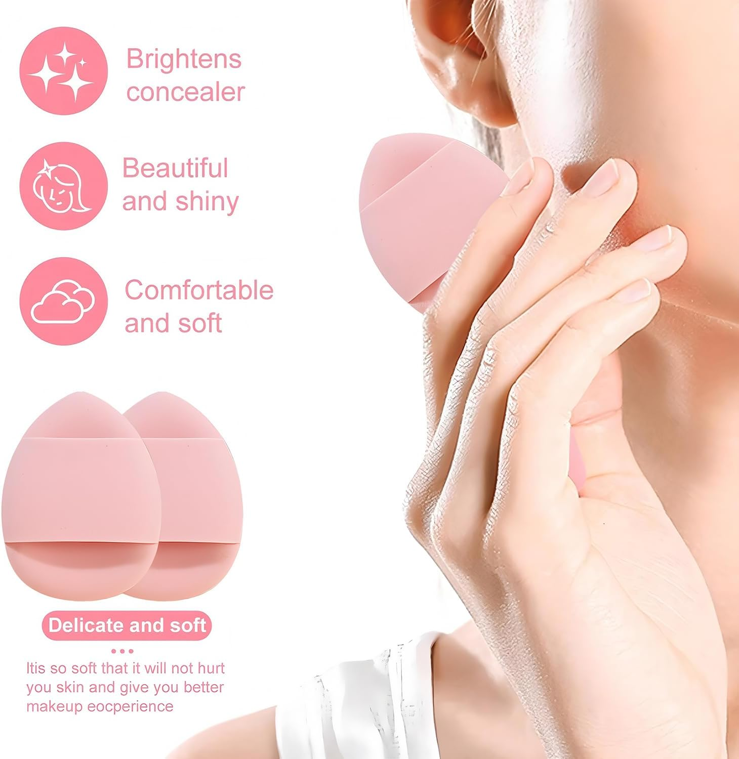 14 Pcs Makeup Sponge Set - Latex Free Blender Beauty Sponges for for Foundation, Liquid, Powder,Flawless Face Makeup Multi-Colored Foundation & Powder Applicators (Brown) image number 2