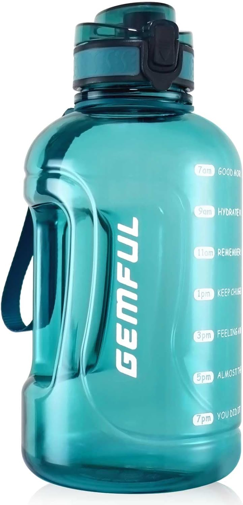 GEMFUL 64Oz Motivational Gallon Water Bottle Time Marked No Leak Water Jug Wide Mouth Leakproof BPA Free for Gym Sports Camping Fitness 2000Ml (Grey)