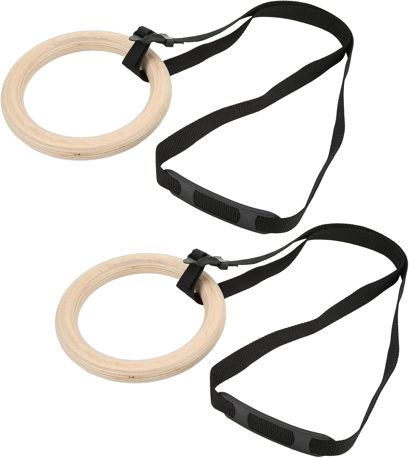 Gym Rings, Wooden 330Lbs Capacity Pull up Exercise Rings for Full Body Workout for Home image number 3