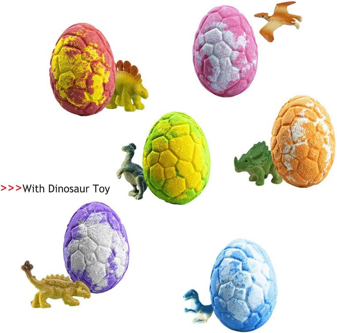 6Pcs Bath Bombs for Kids with Surprise Toys Inside, Dinosaur Bath Bomb Rich in Essential Oil, Gentle Safe Bath Bomb Gifts Set (Dinosaur) image number 4