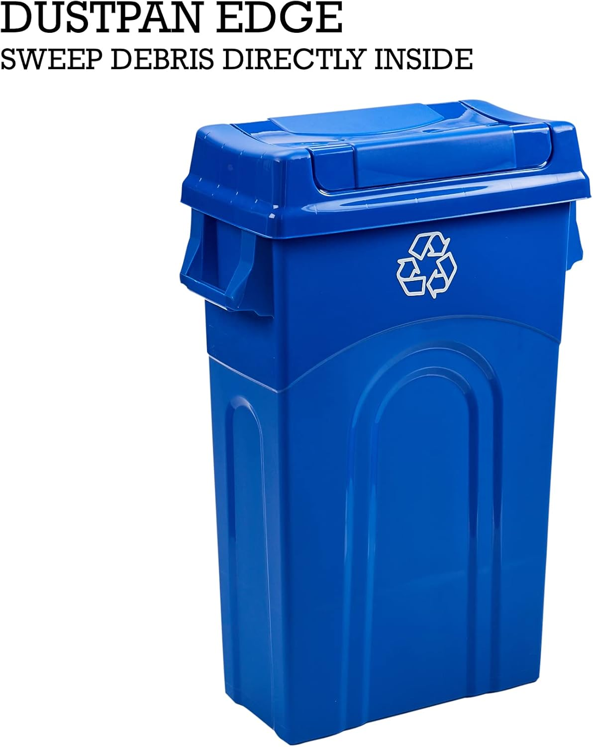 United Solutions Highboy Recycling Bin with Swing Lid, 23 Gallon, Space Saving Slim Profile and Easy Bag Removal, Handles for Easy Carrying, Indoor/Outdoor Use, Recycle Blue image number 2