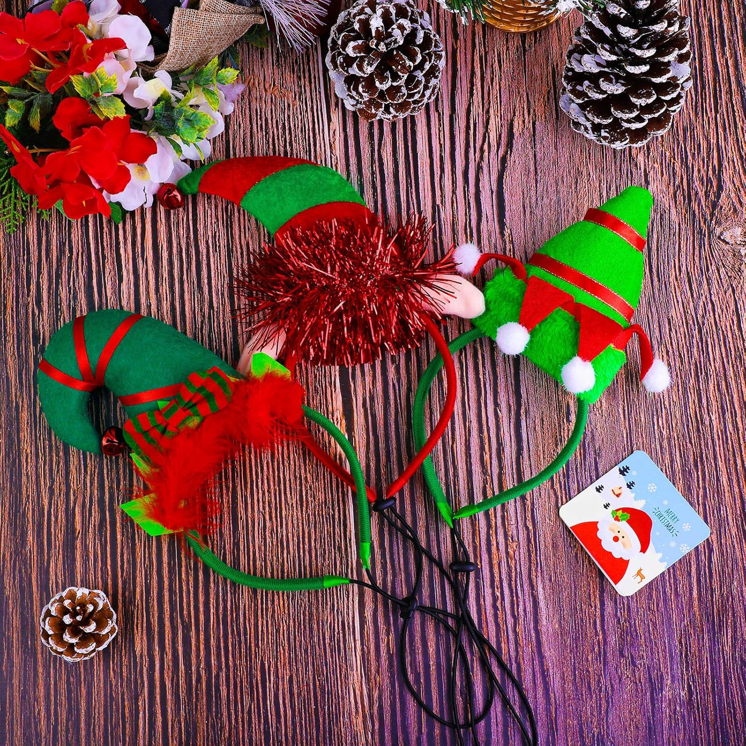 Aneco 3 Pack Christmas Puppy Dog Elf Headband Christmas Pet Elf Costume Hair Hoop Pet Hat for Dog Puppy Cat image number 6