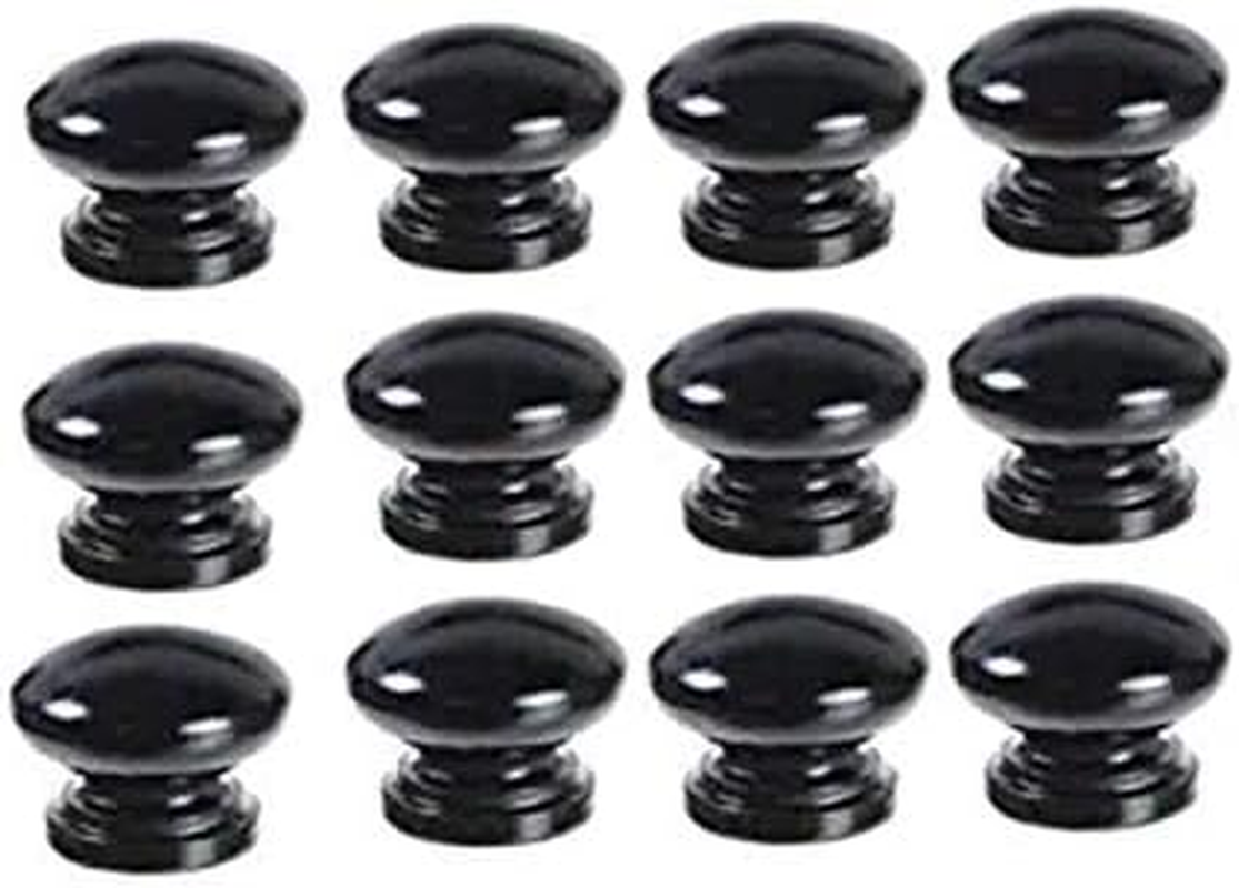 12Pcs Black Wood Knobs, Mushroom Shape Cabinet Knobs Vintage Drawer Knobs, Natural Wooden Cabinet Hardware for Furniture Drawer Dresser Wardrobe image number 6