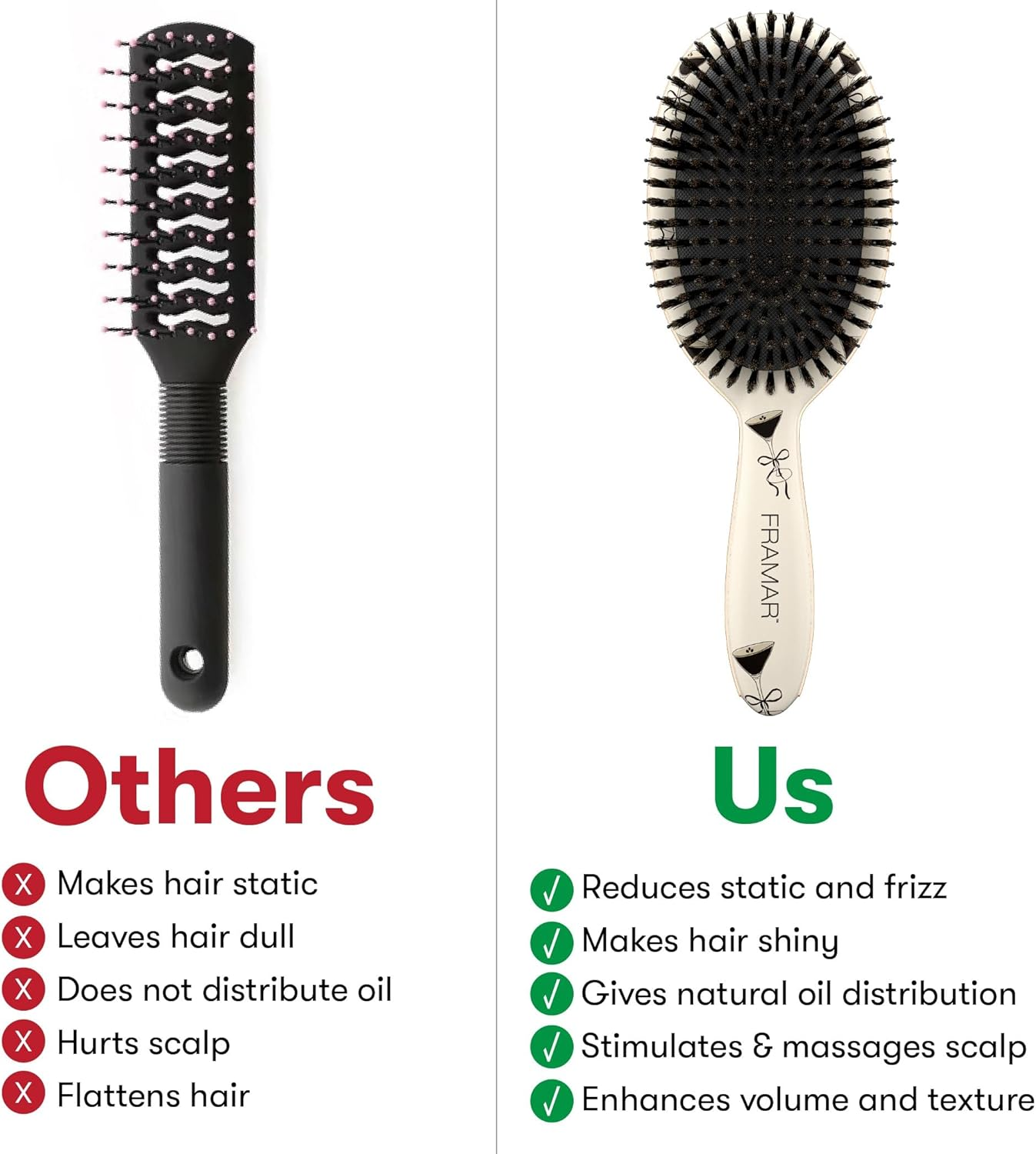 FRAMAR Boar Bristle Hair Brush &ndash; Slick Back Hair Brush for Women, Boar Bristle Brush, Slick Back Brush, Hairbrush Women, Brosse a Cheveux, Boar Brush for Volume and Shine &ndash; Espresso Martini image number 4