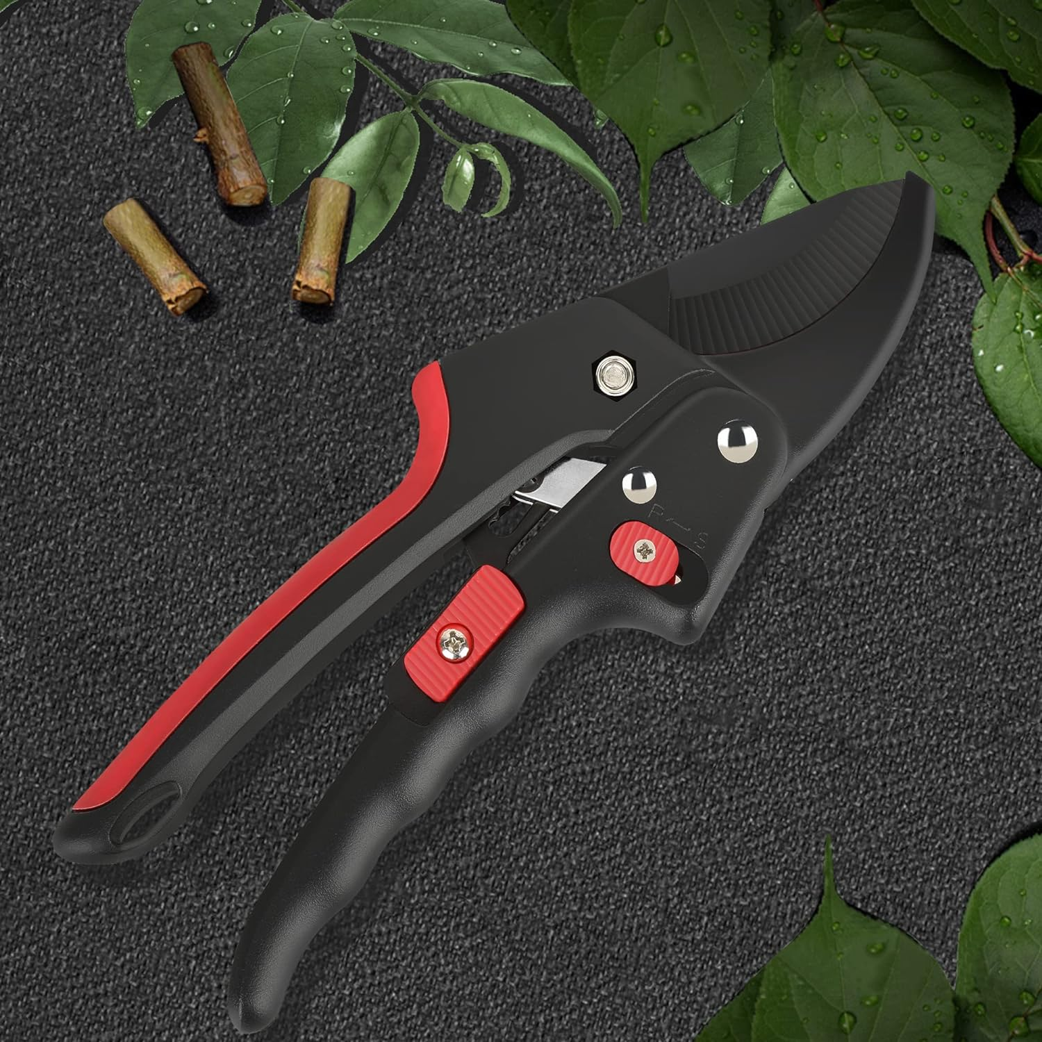 Milifox Ratchet Pruning Shears Secateurs for Gardening, Bypass Scissors with Sk-5 Steel, Professional Anvil Garden Tree Trimming, Cutting Rose Tree Plants image number 3