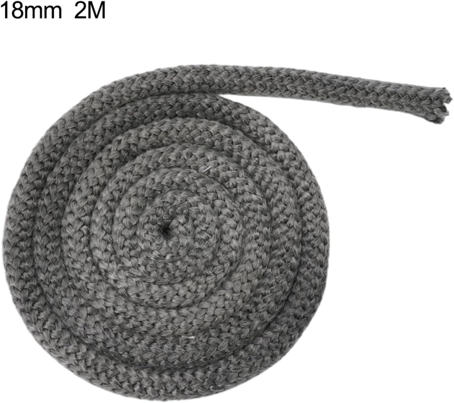 Stove Rope,Black Wood Stove Door Seals Gasket Stove Fiberglass Cord Wood Stove Rope Seal Replacement, 2M(18Mm)