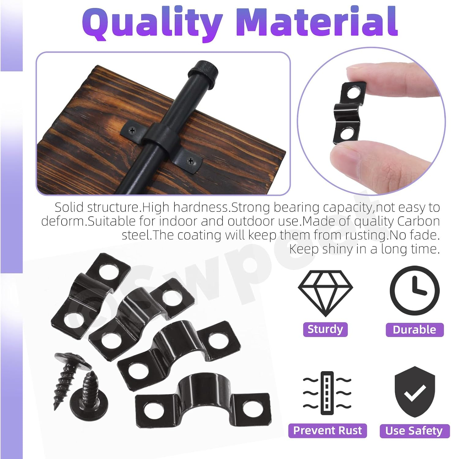 Swpeet 25Pcs 10Mm Two Hole U Bracket Clamp with 50Pcs Self-Tapping Screws Kit, U-Clamps, Metal Pipe Clamps, Pipe Strap Clamps, Conduit Tension Clips for Fixing Pipe or Cable image number 3