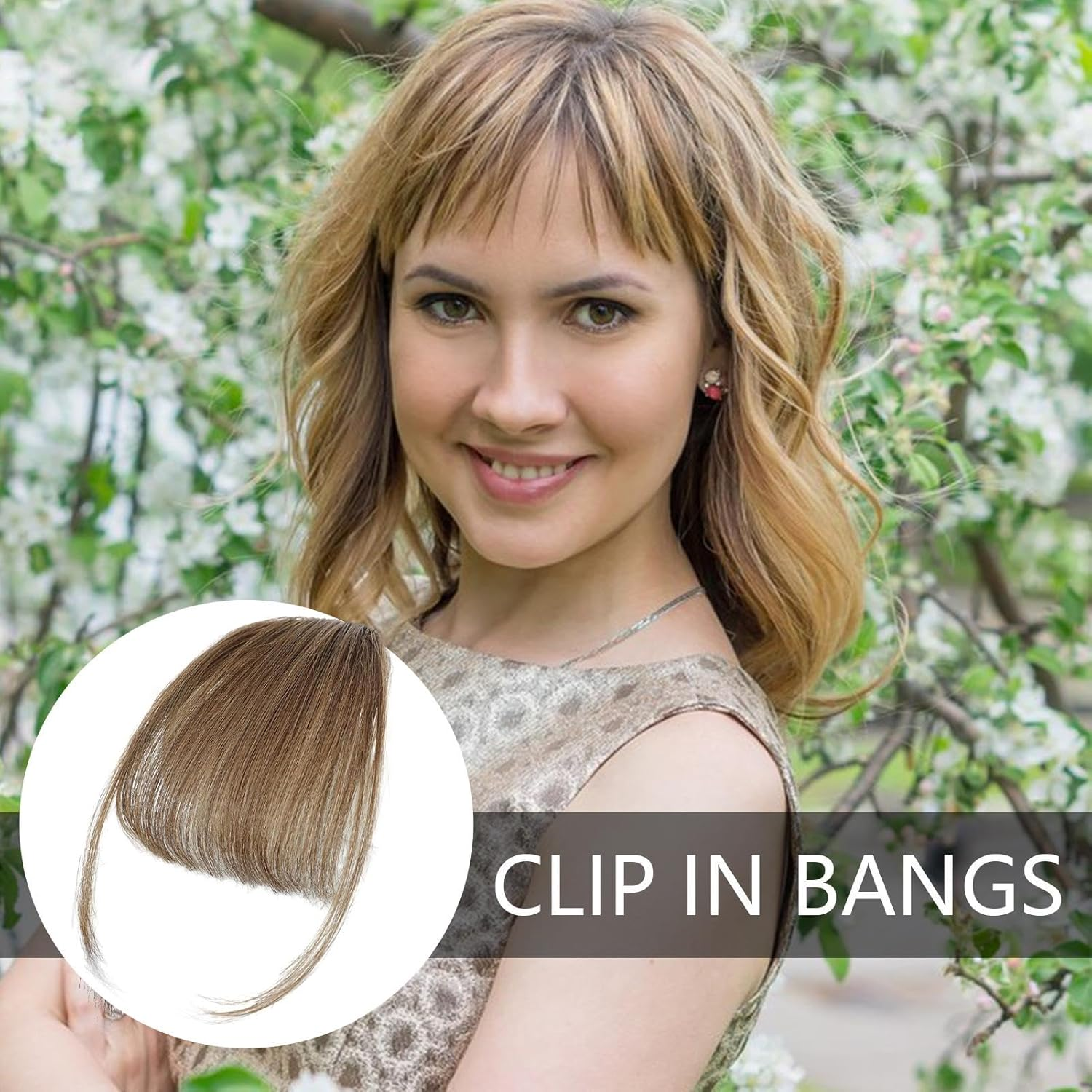 Clip Bangs Human Hair, French Bangs Clip Fake Bangs Fringe, Clip Air Bangs, Neat Bangs Hair Extension, Natural Color Fringe Hairpieces Hair Bangs for Daily Wear - 613 image number 3