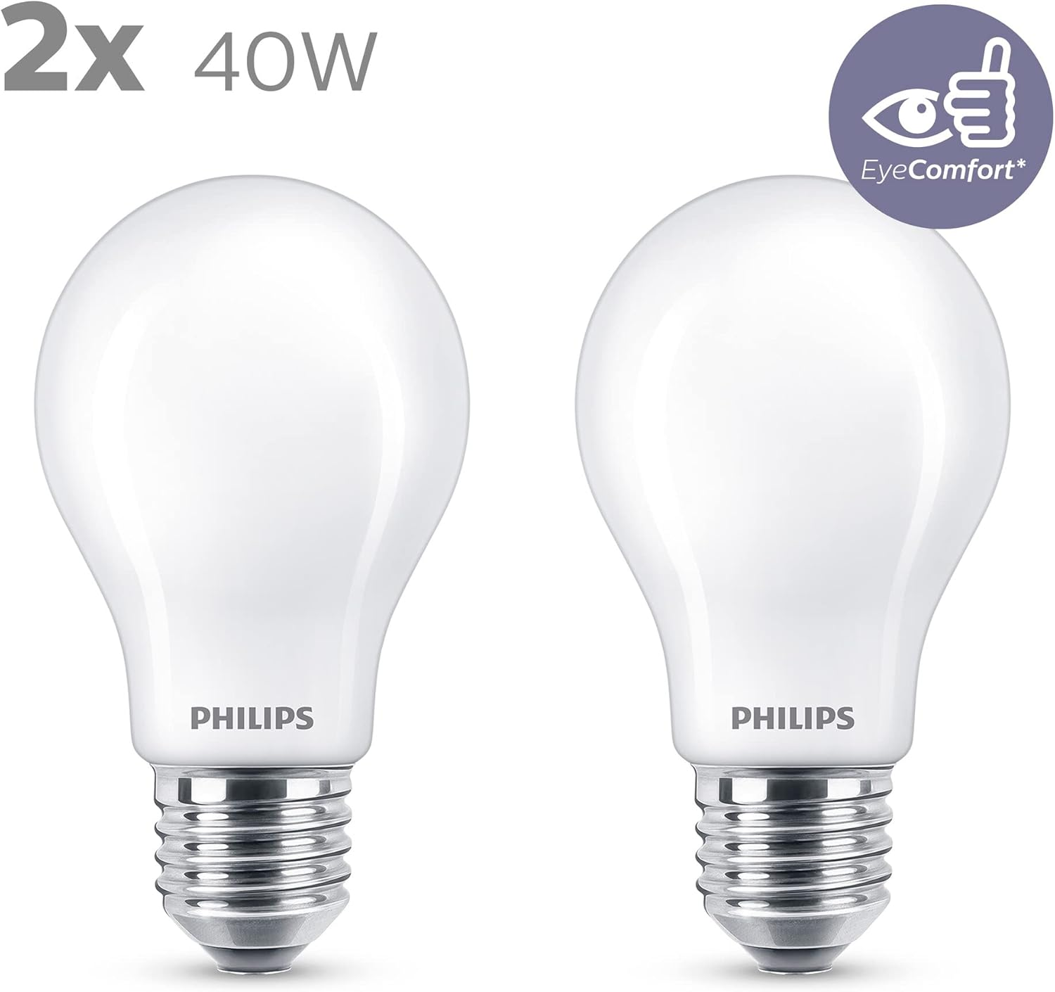 Philips LED Premium Frosted A60 Light Bulb [E27 Edison Screw] 4.5W - 40W Equivalent, Warm White (2700K), Non Dimmable
