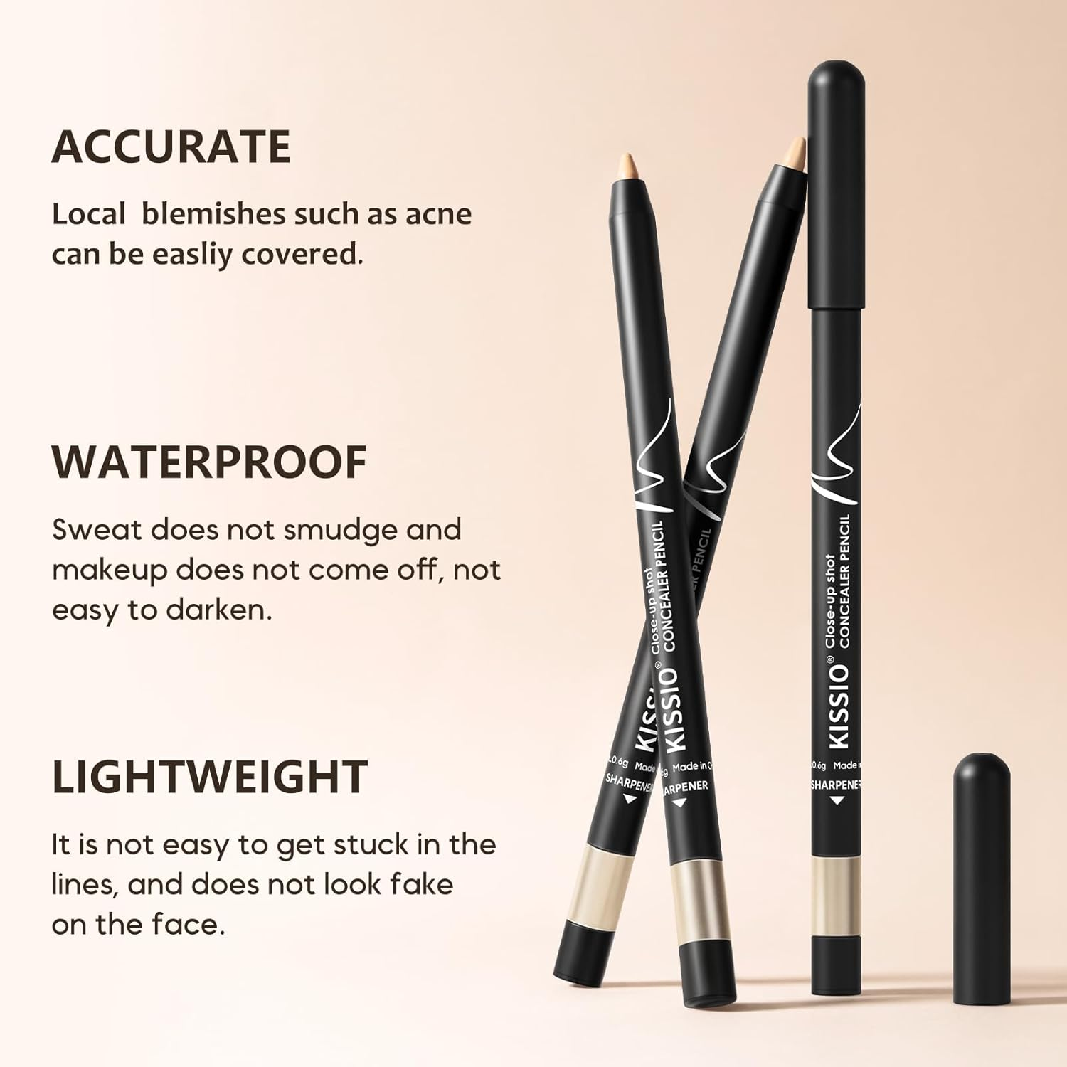 KISSIO Concealer Pencil,Under Eye Concealer,Cover Acne and Freckles,Brightener,Waterproof,Long Lasting and Cream,Makeup Pencil with Sharpener,Milktea - 02Natural image number 7